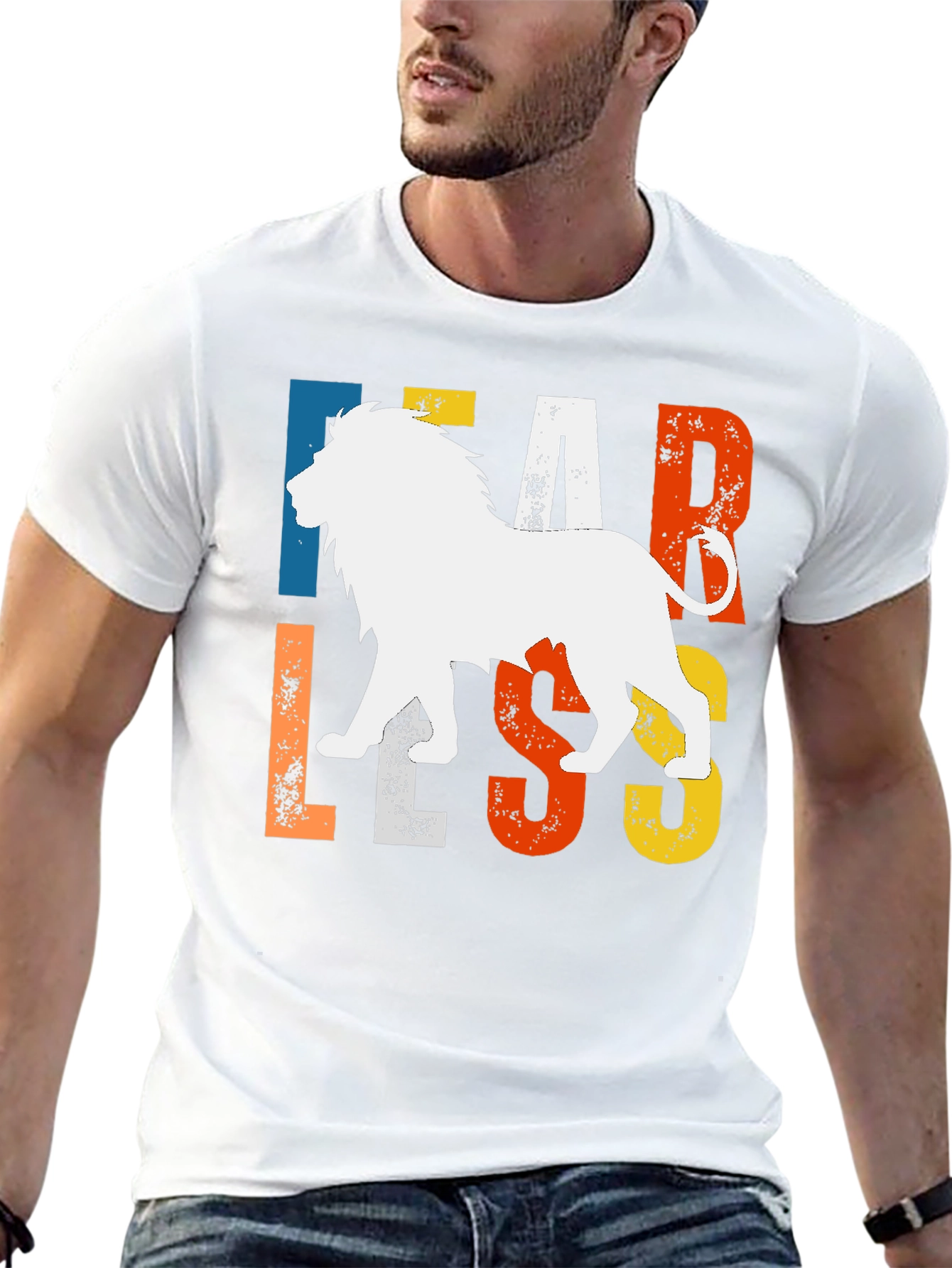 Fearless Lion Graphic Tee - Bold Animal Print T-Shirt