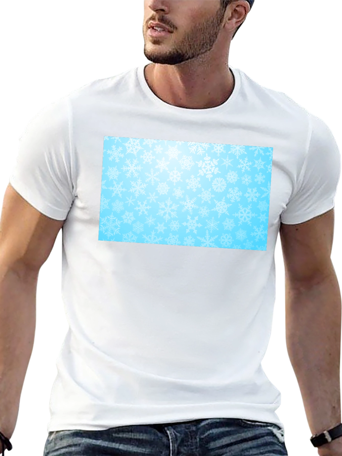 Snowflake Pattern Black Tee