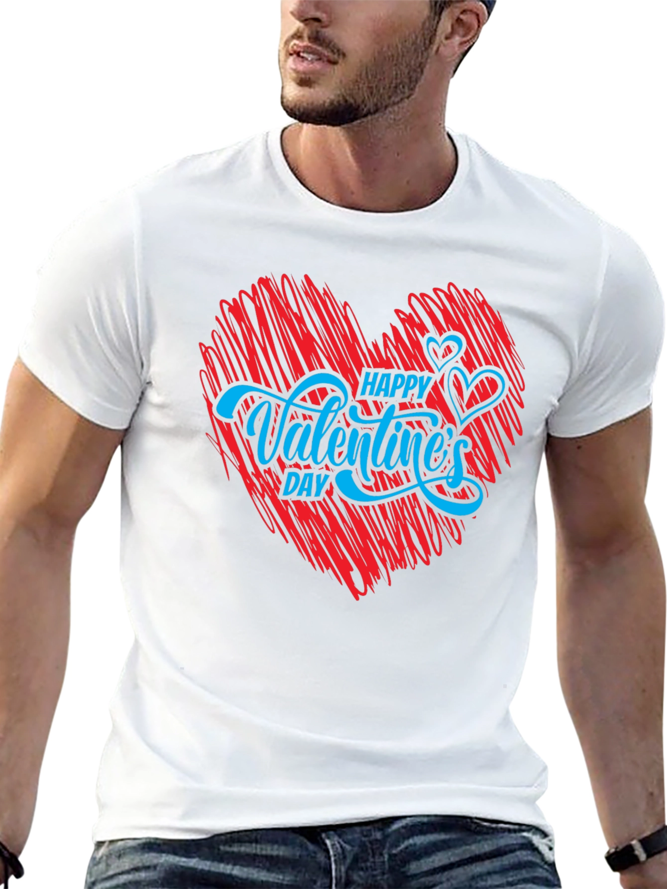 Happy Valentines Day T-Shirt - Red Heart Graphic Tee