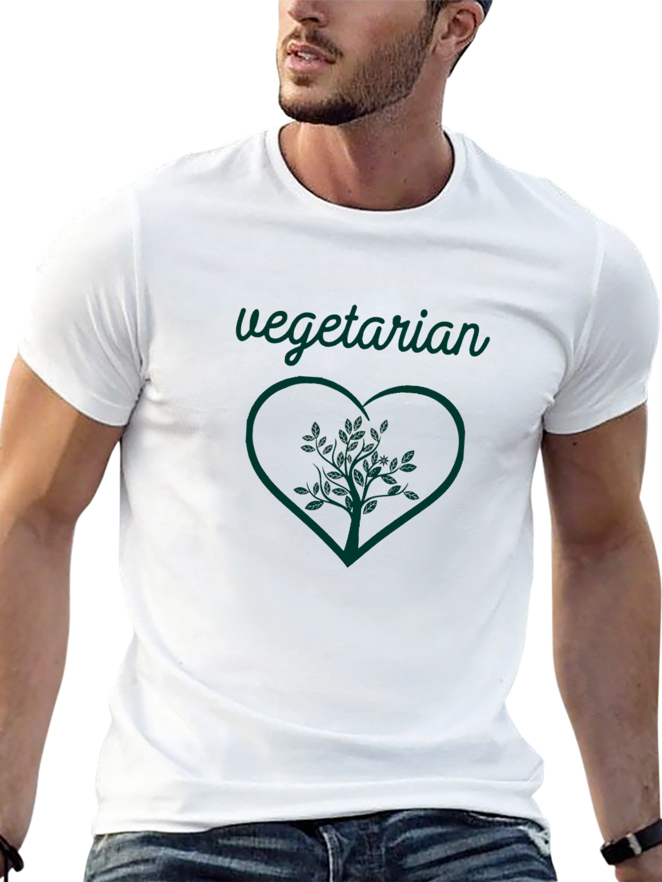 Vegetarian Heart Tree Graphic Tee - Black