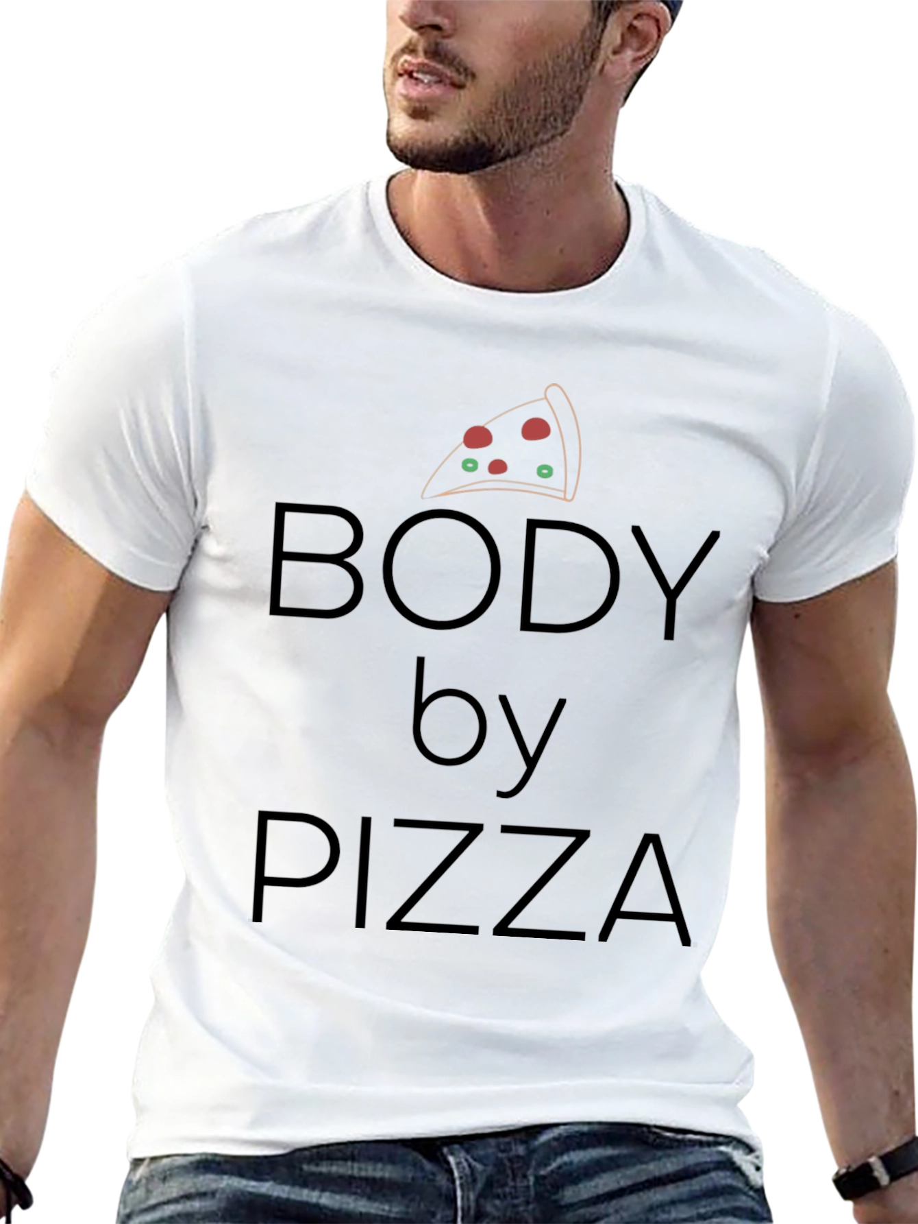 Body By Pizza Black T-Shirt - Funny Foodie Tee