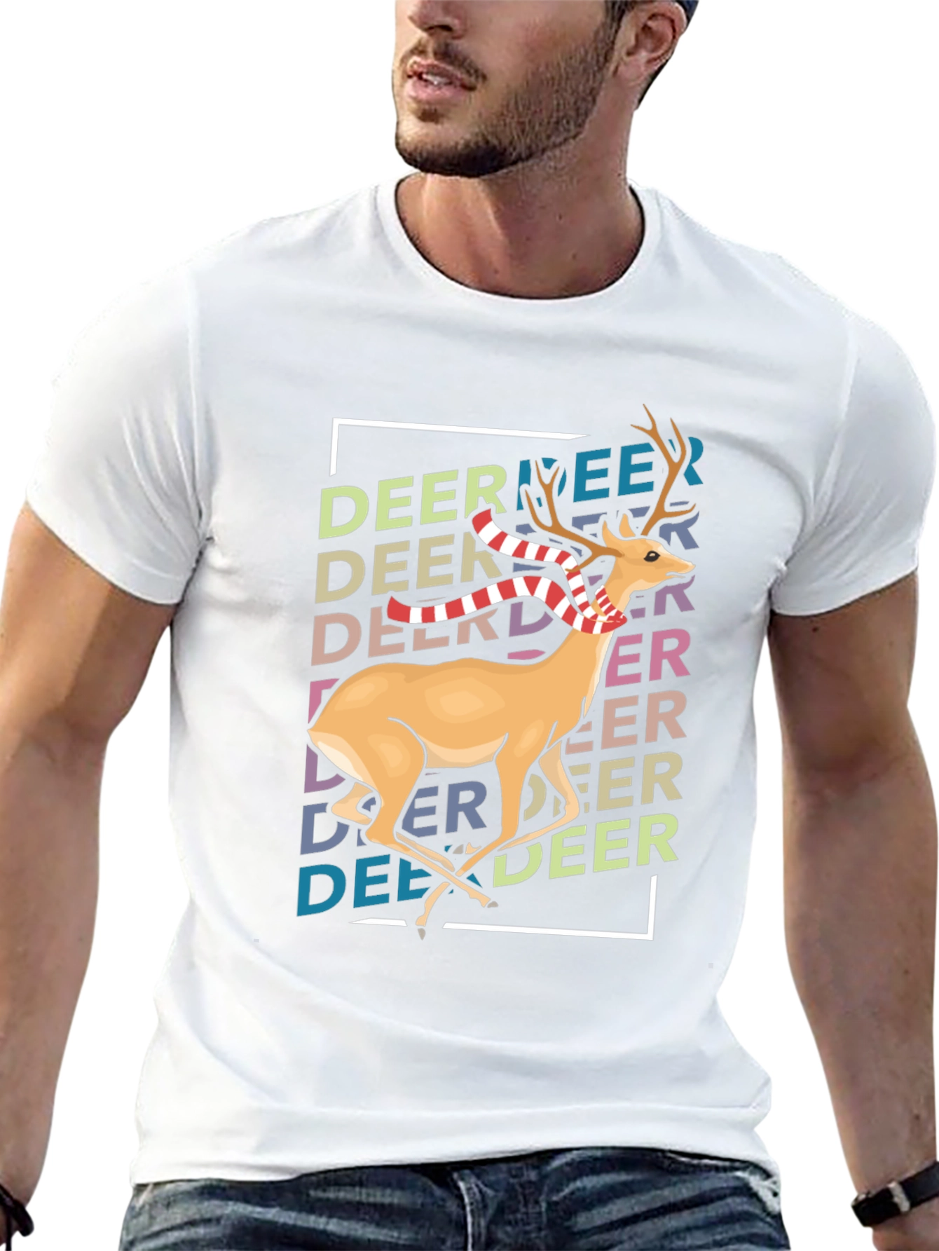 Festive Deer Graphic Tee - Holiday Season Style