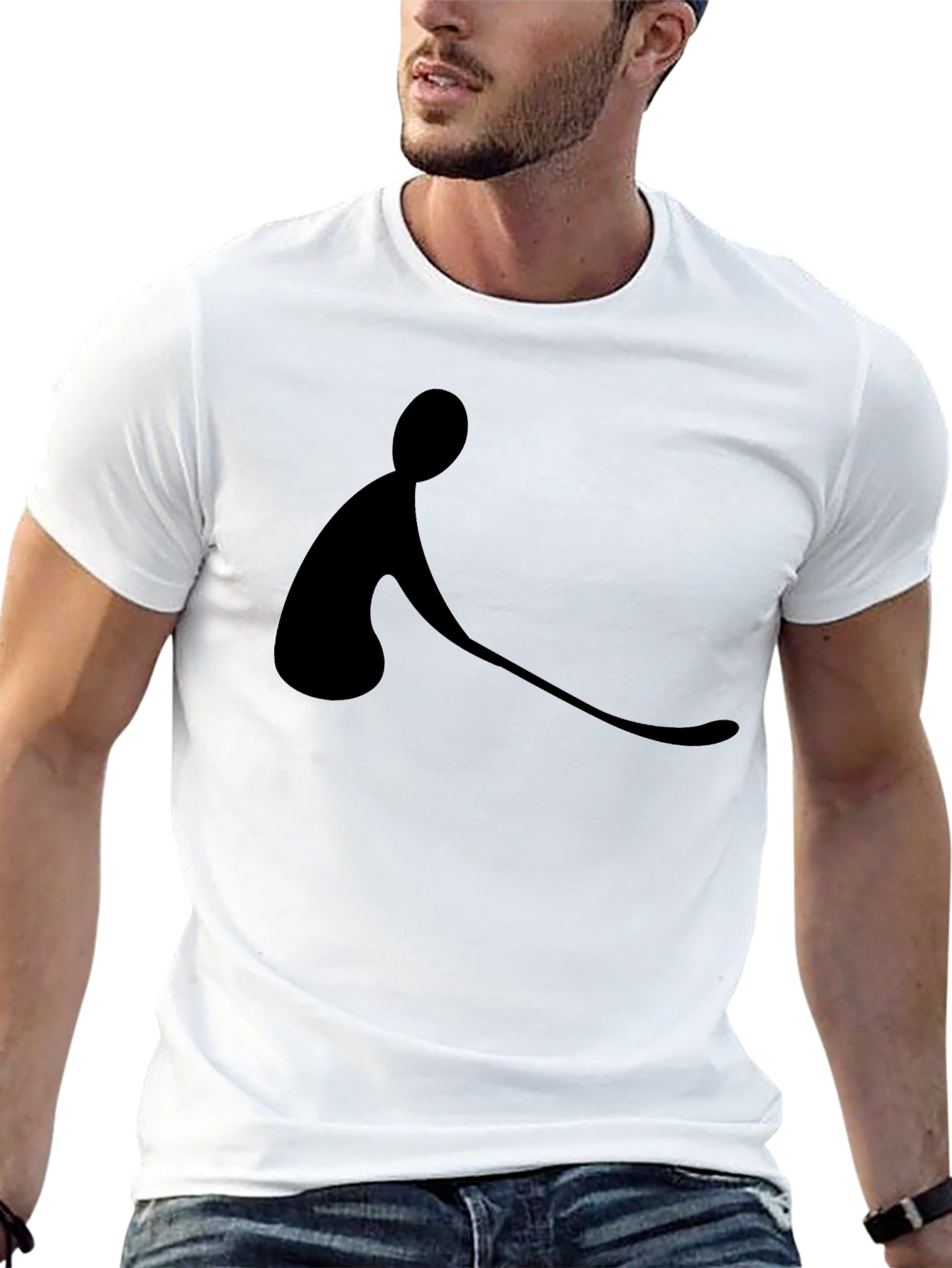 Minimalist Hockey Player Black T-Shirt