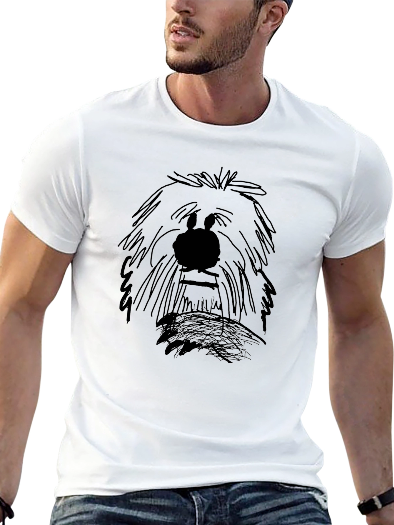 Cartoon Sketch Dog T-Shirt – Artistic Dog Lover Graphic Tee