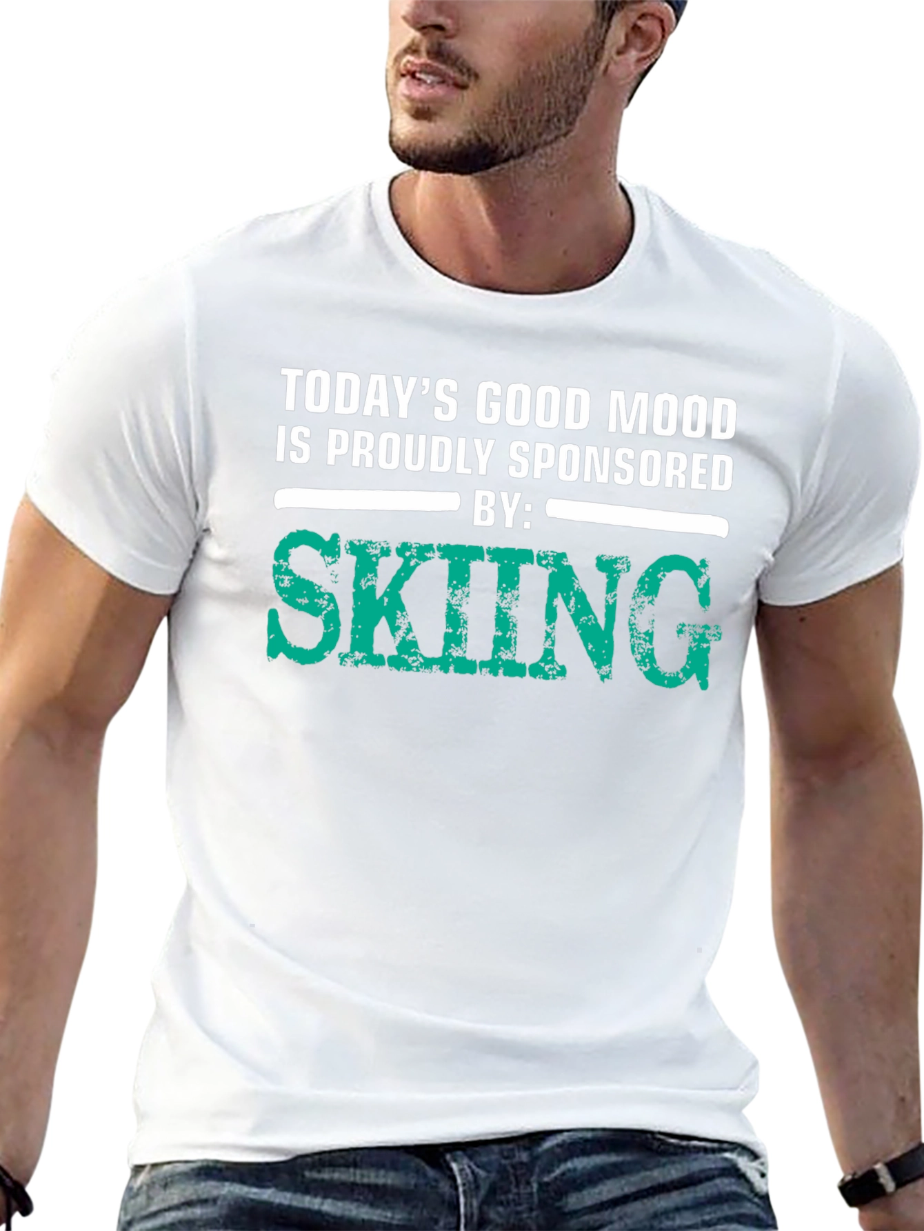 Skiing Sponsored T-Shirt - Good Mood Guarantee