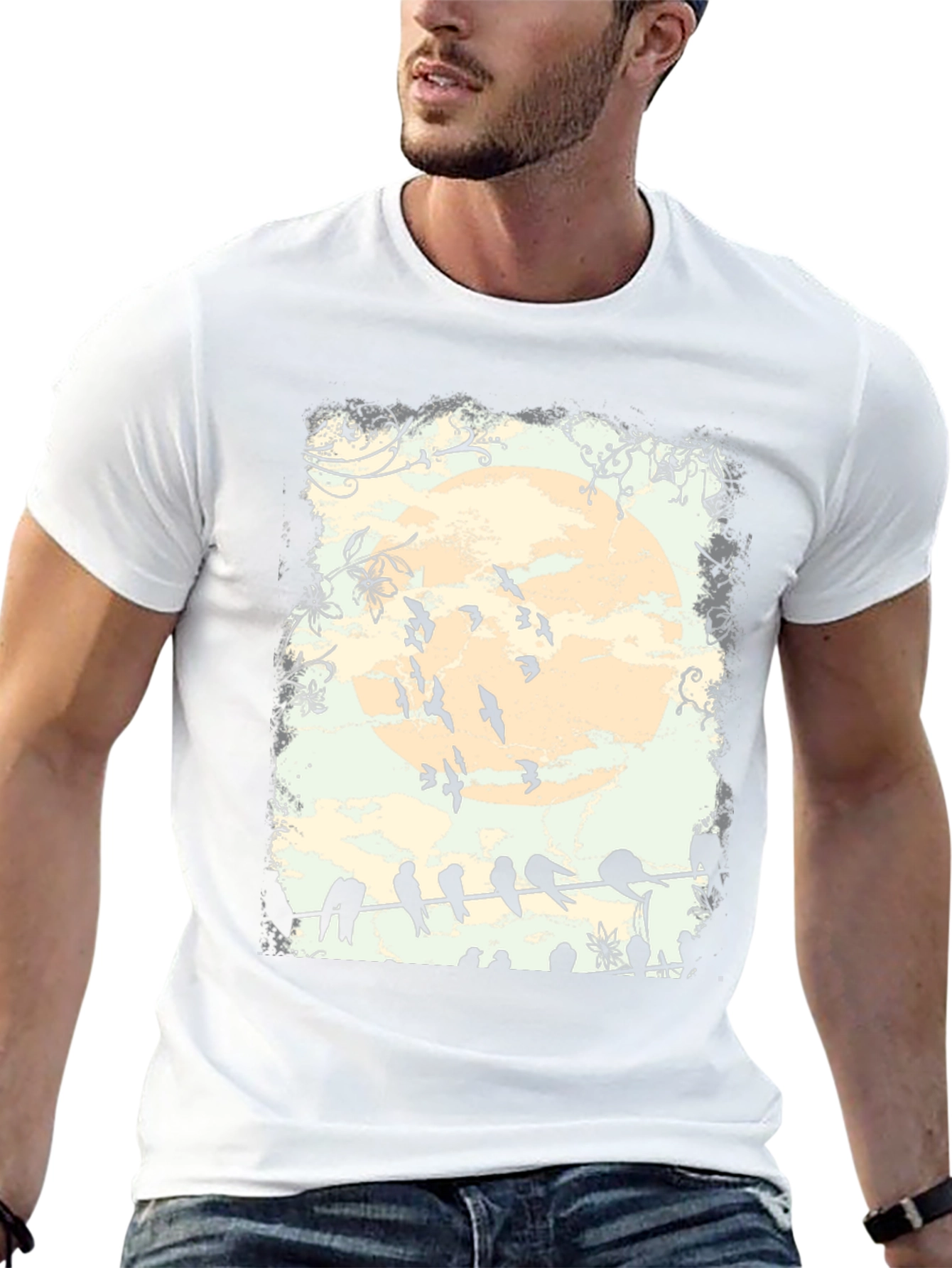 Birds on a Wire Graphic Tee - Unique Design