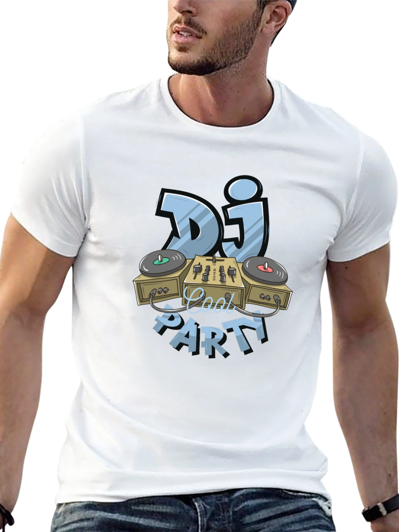Cool DJ Party Graphic T-Shirt - Black