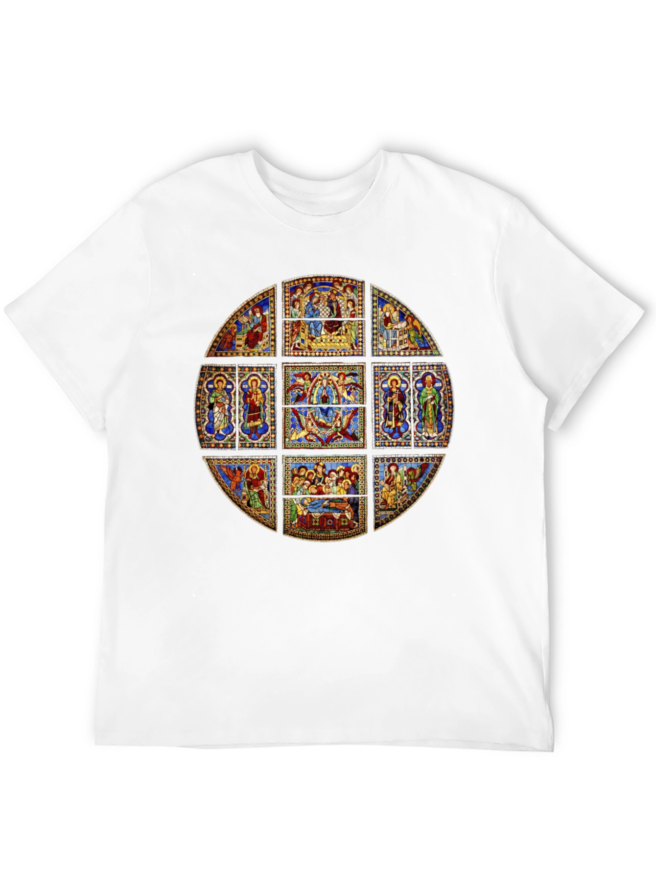 Stained Glass Art T-Shirt - Unique Religious Design