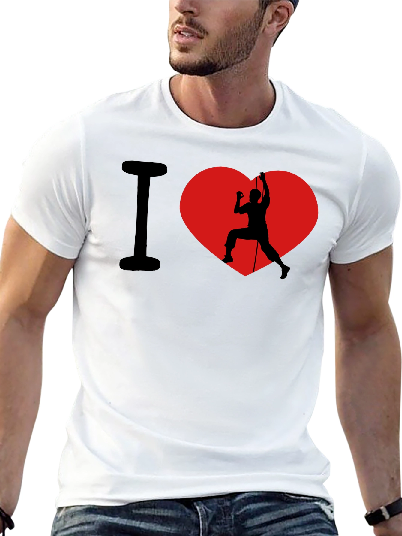 I Heart Rock Climbing Black Graphic T-Shirt