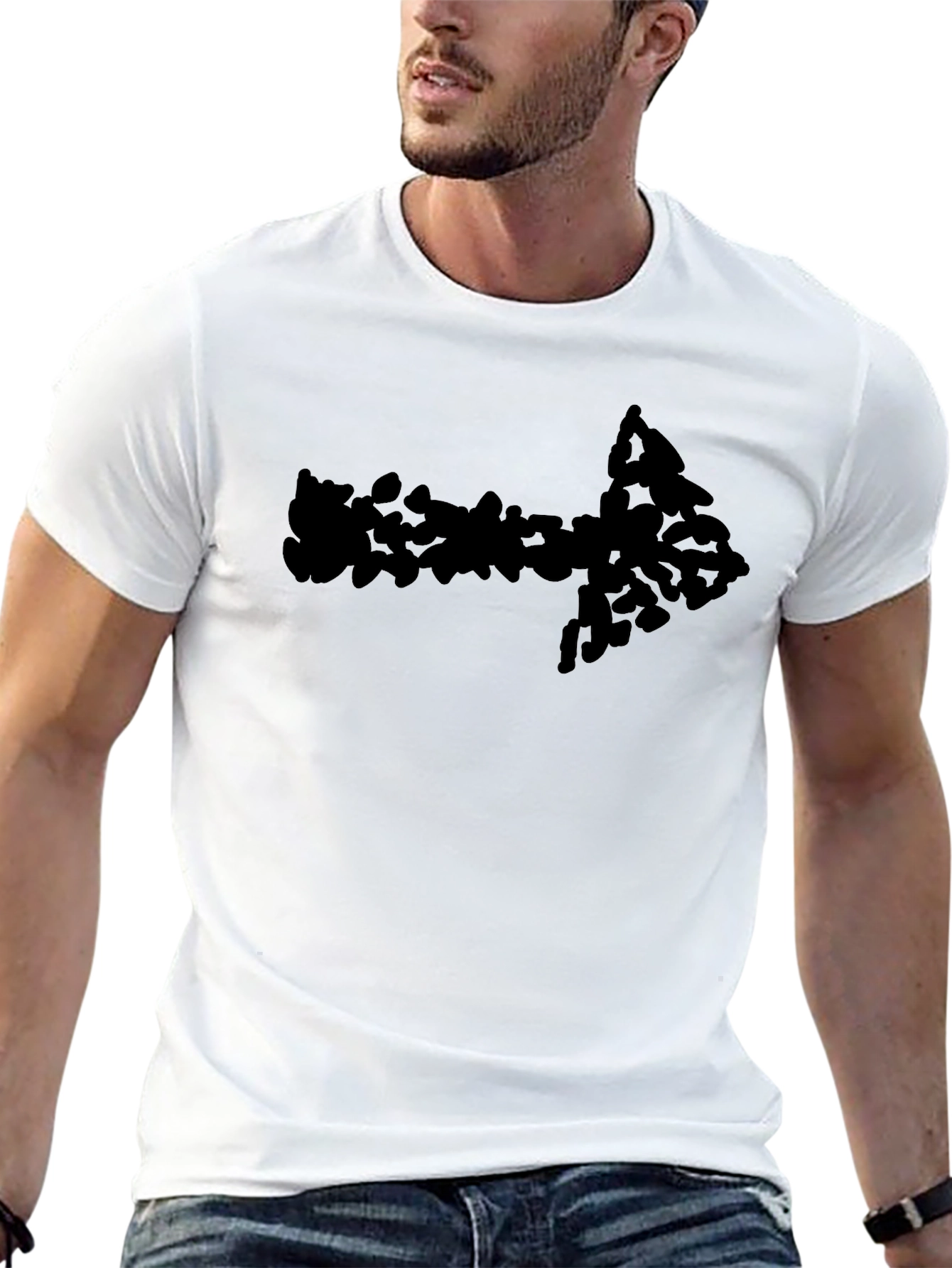 Arrow Graphic T-Shirt - Black Crew Neck Tee