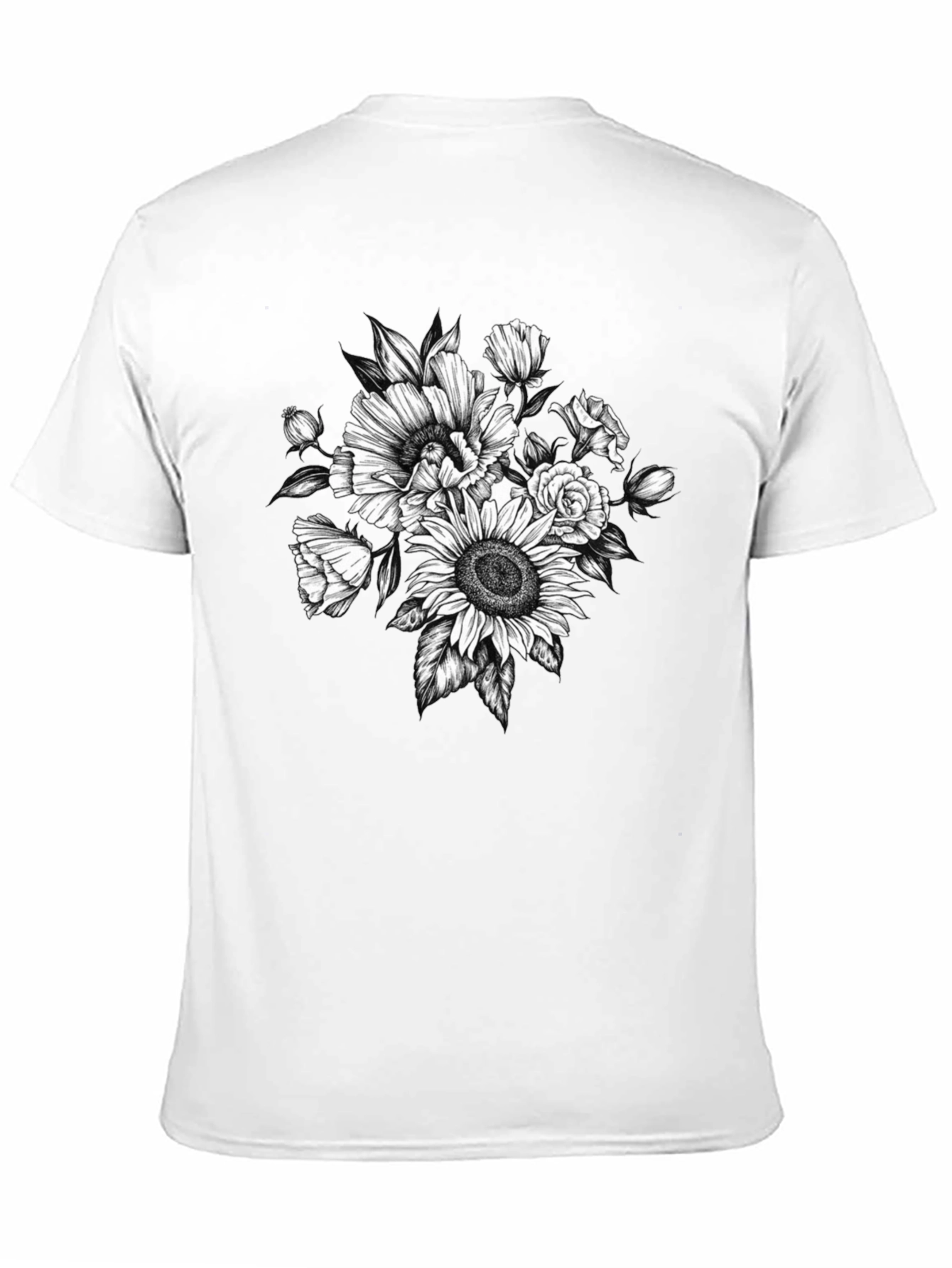 Floral Graphic Tee - Black Cotton T-Shirt