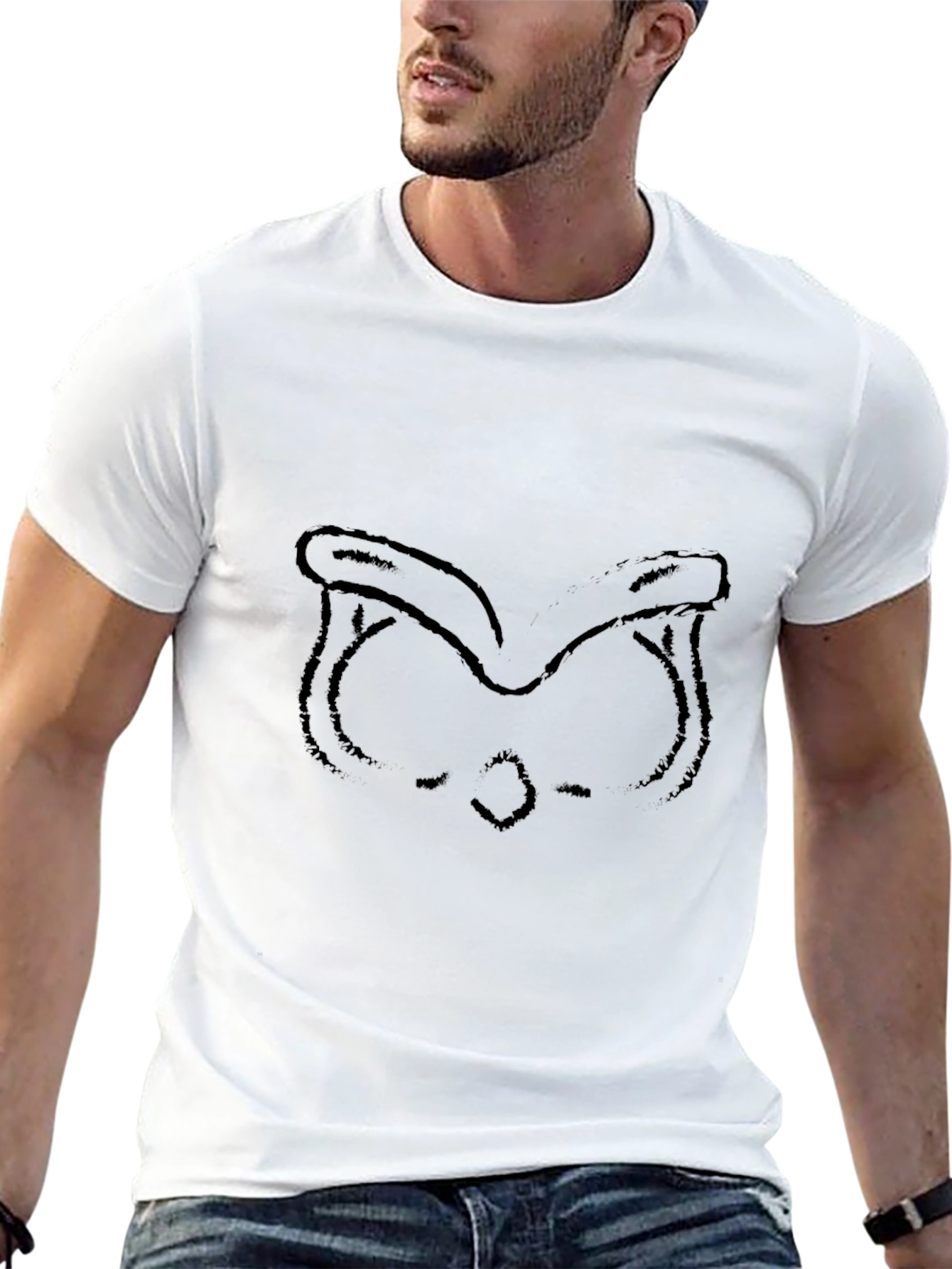 Owl Face Graphic Print Black T-Shirt