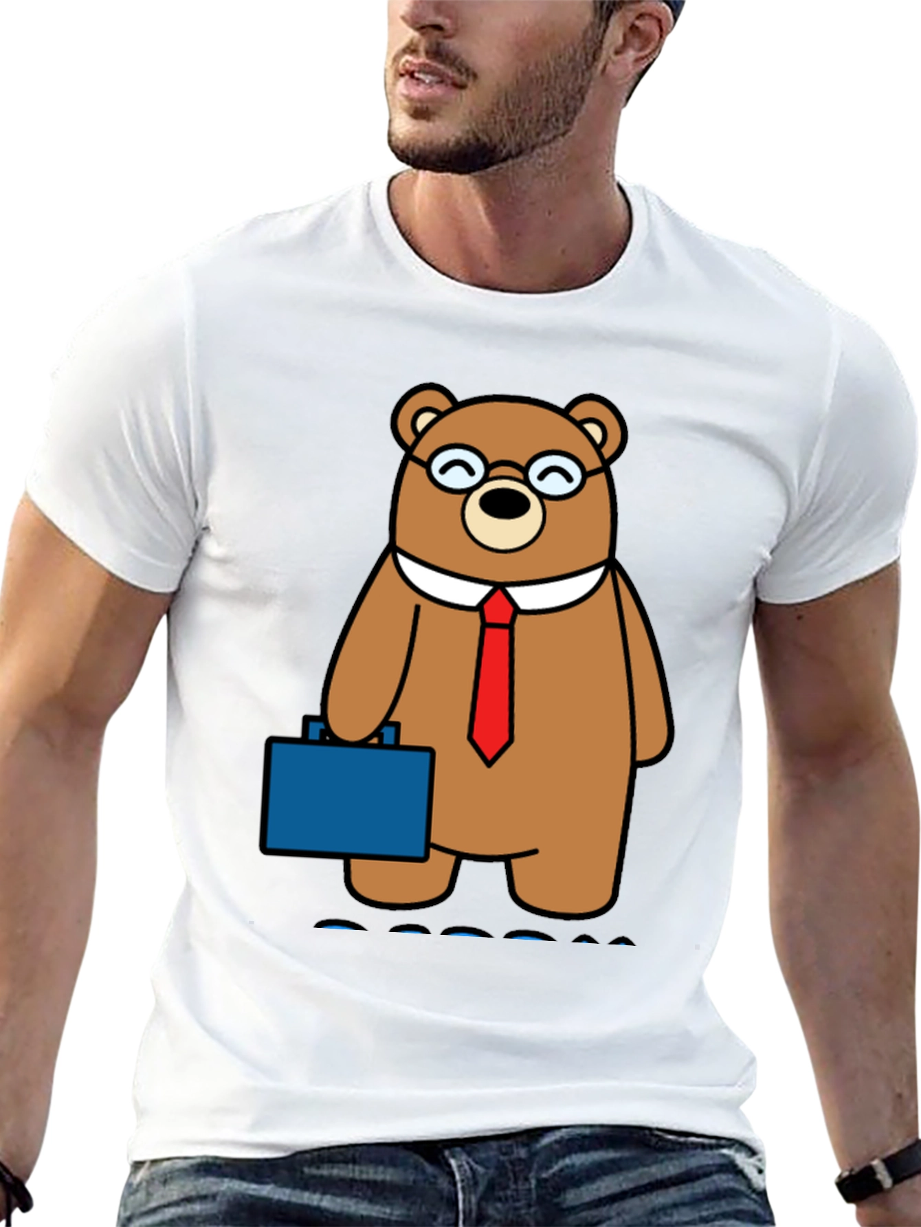 Bear with Briefcase Black T-Shirt