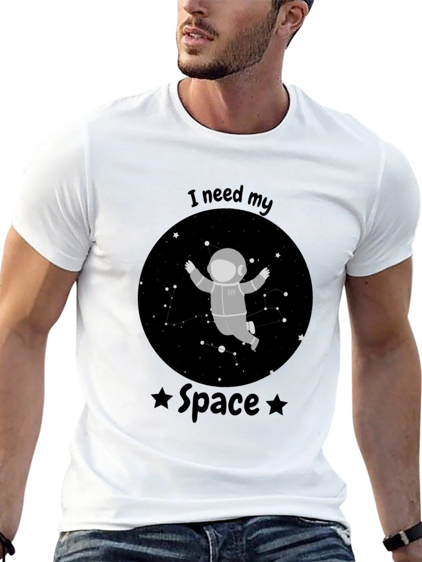 I Need My Space Astronaut Black T-Shirt