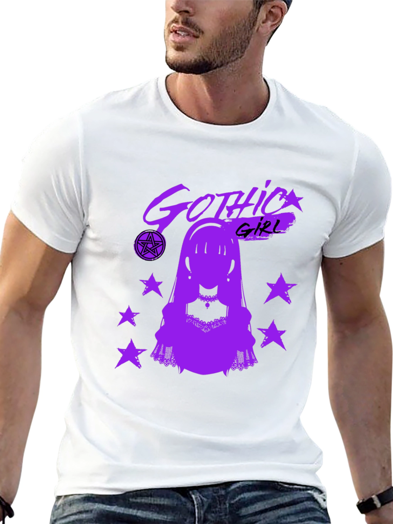 Gothic Girl Graphic T-Shirt - Black Cotton Tee