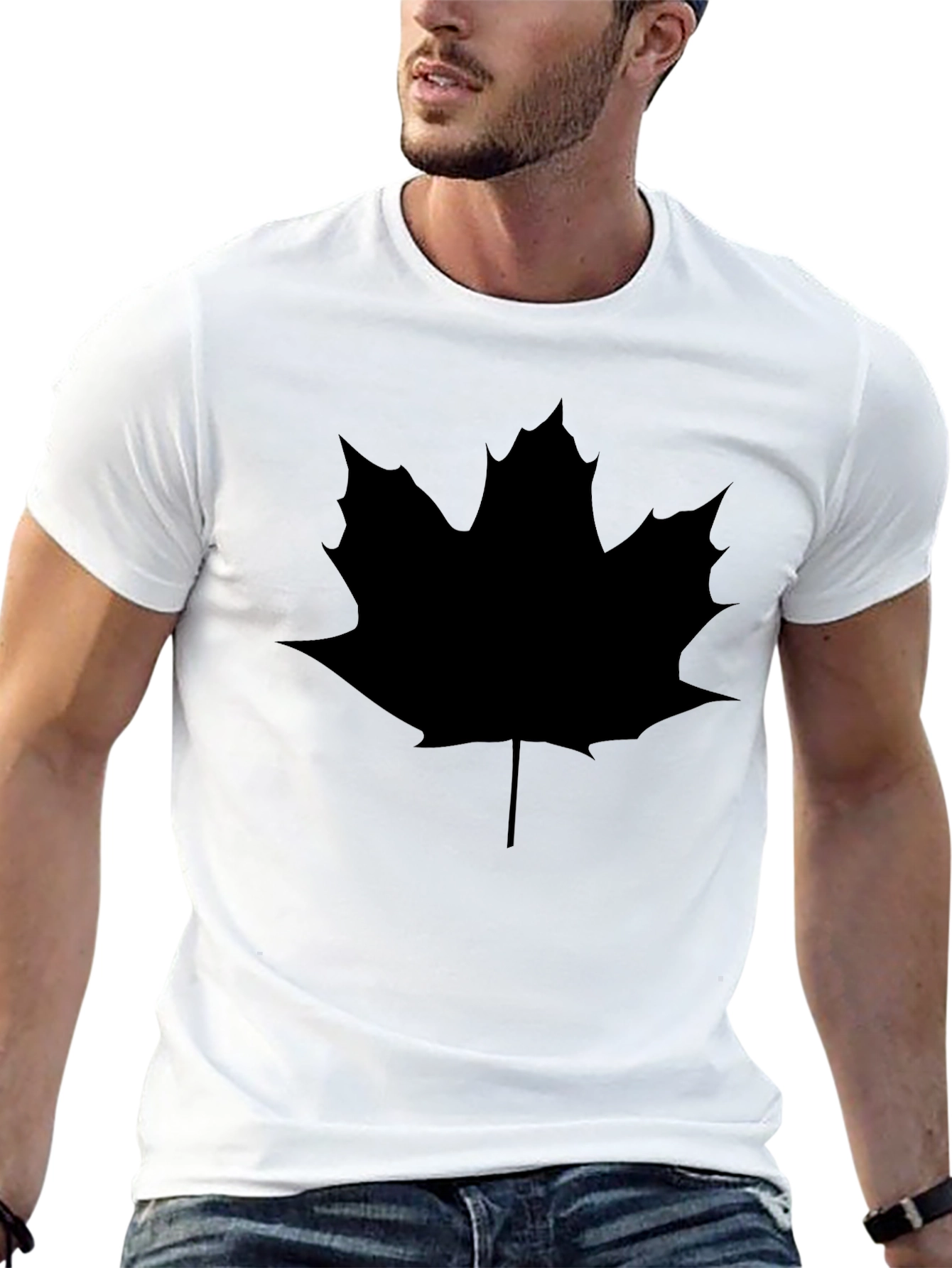 Maple Leaf Graphic Tee - Casual Black Shirt