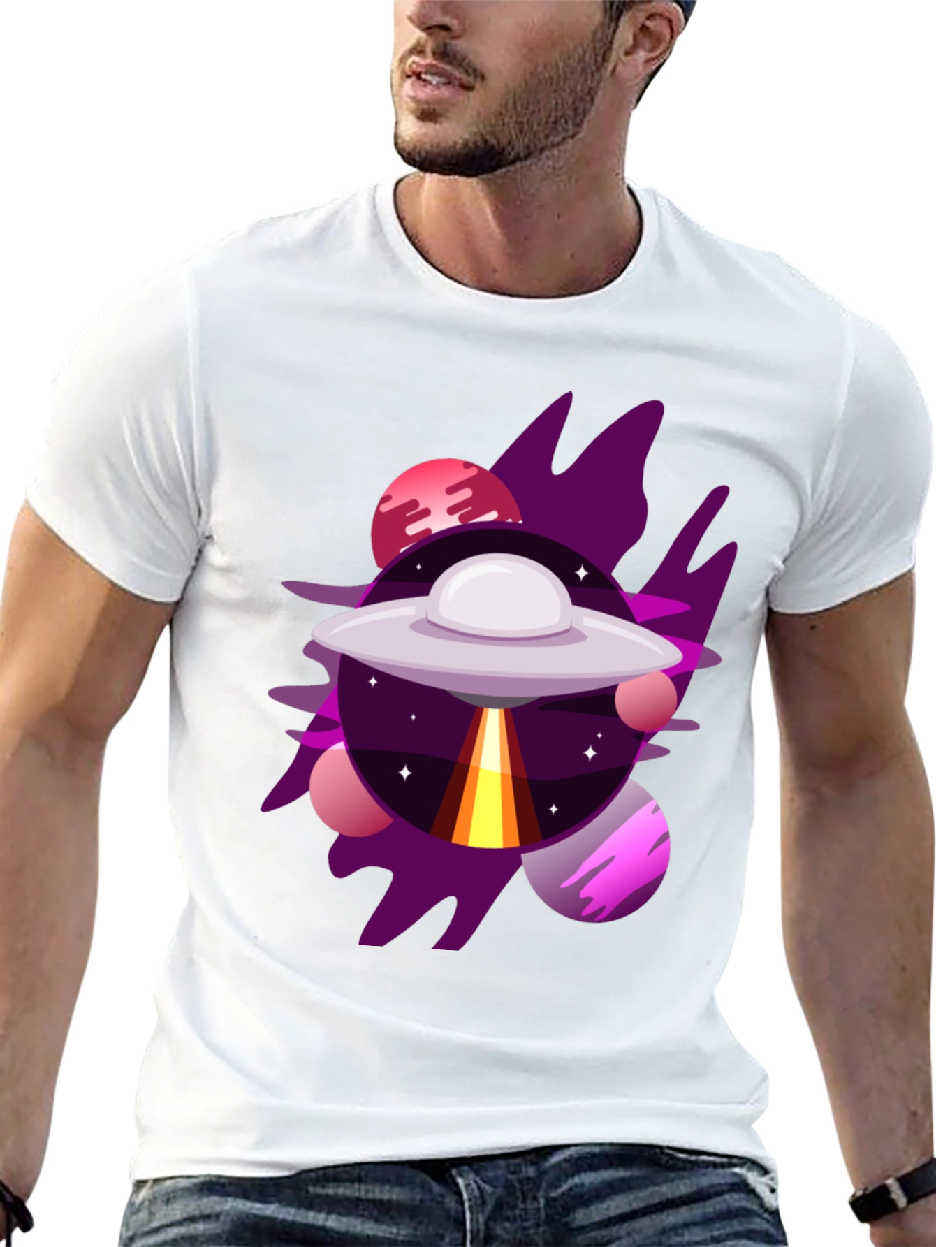 Cosmic UFO Graphic Tee - Galaxy Adventure Shirt