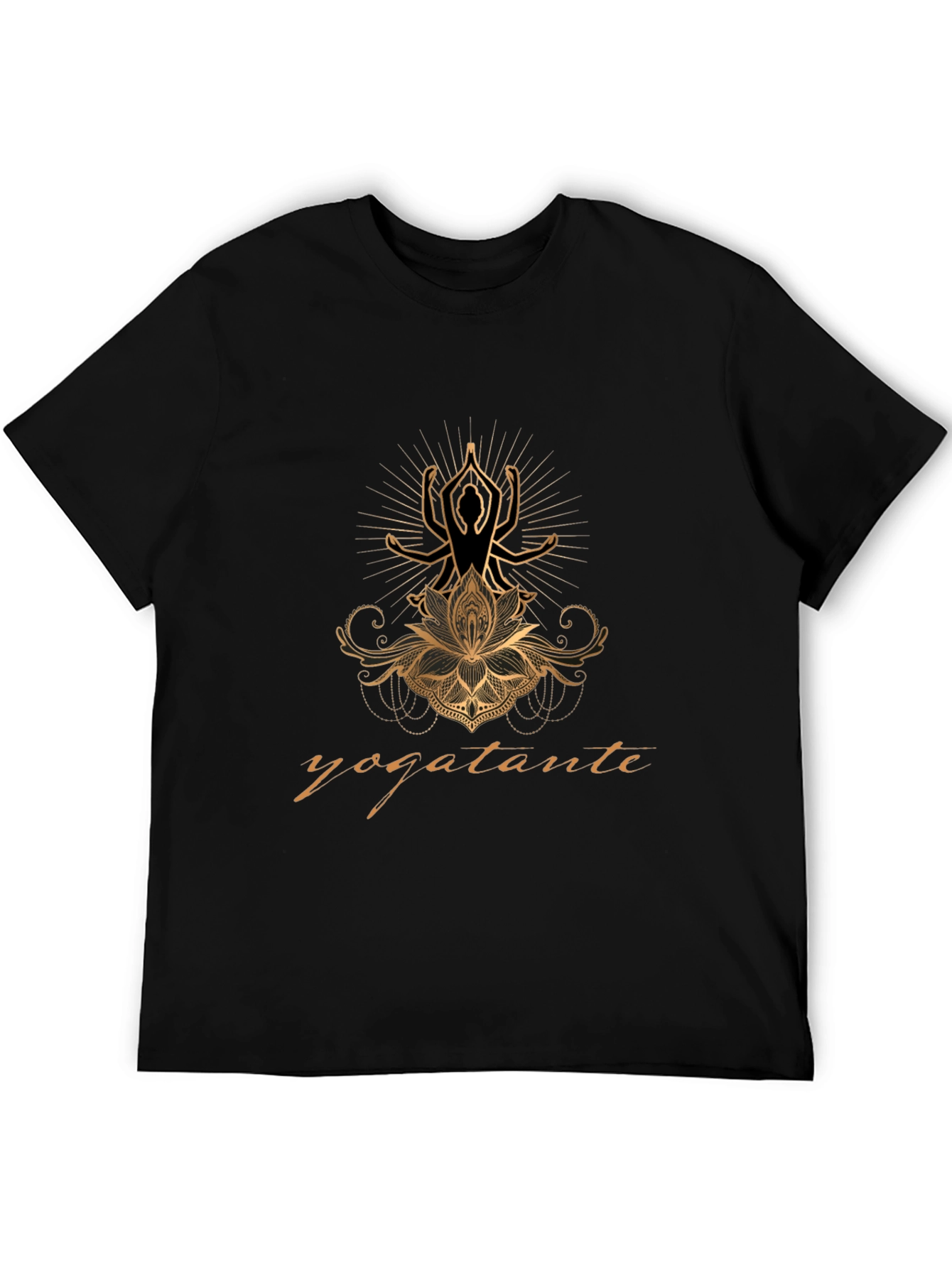Yogatante Black Graphic Tee - Meditative Design