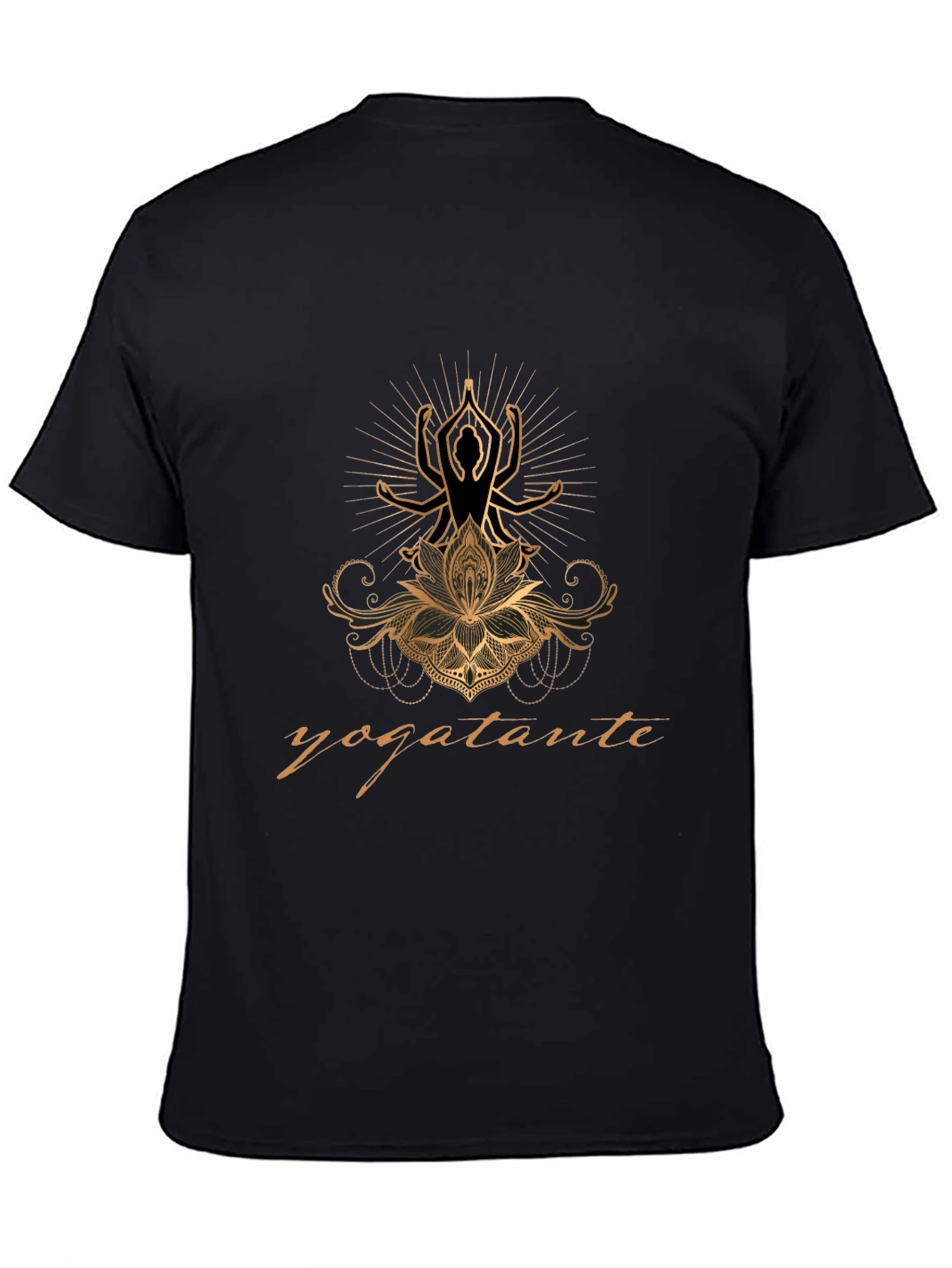 Yogatante Black Graphic Tee - Meditative Design