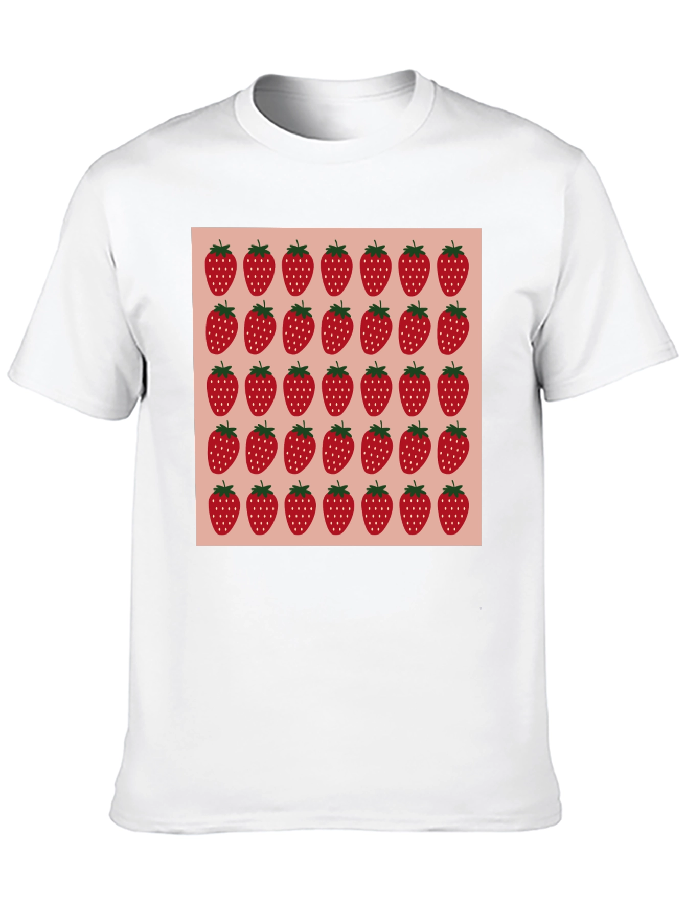Strawberry Pattern Black T-Shirt