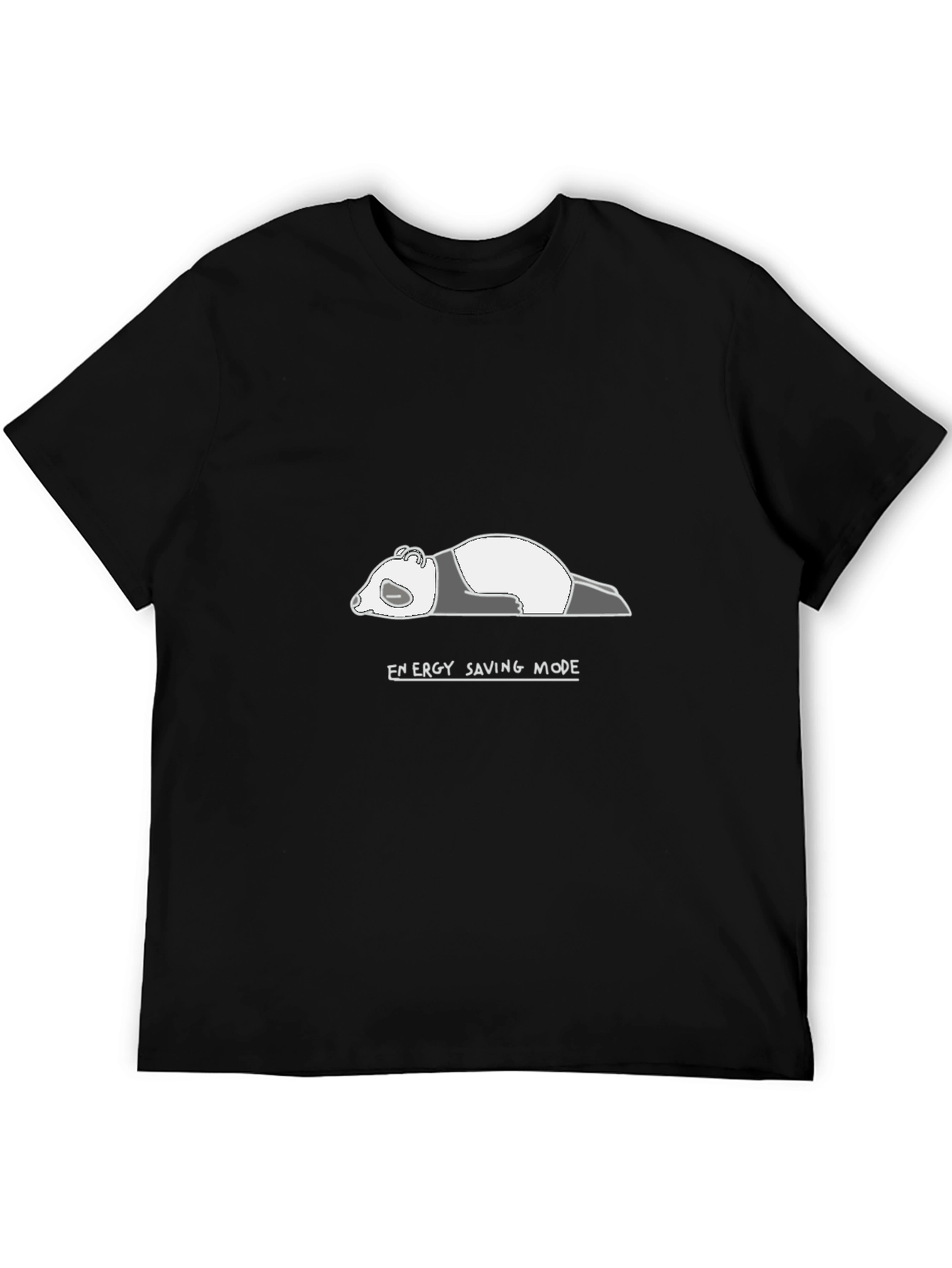 Energy Saving Mode Panda T-Shirt - Black