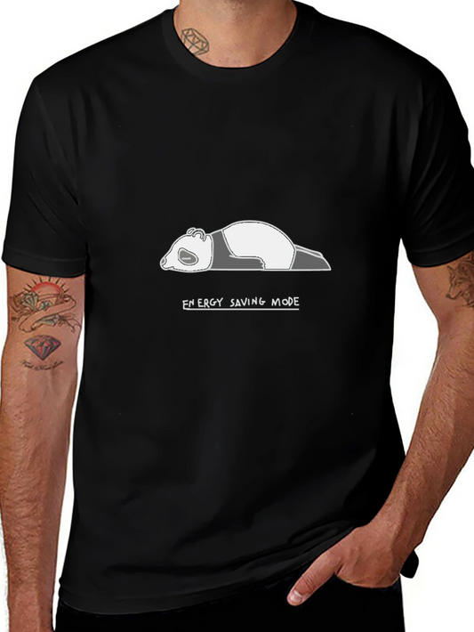 Energy Saving Mode Panda T-Shirt - Black