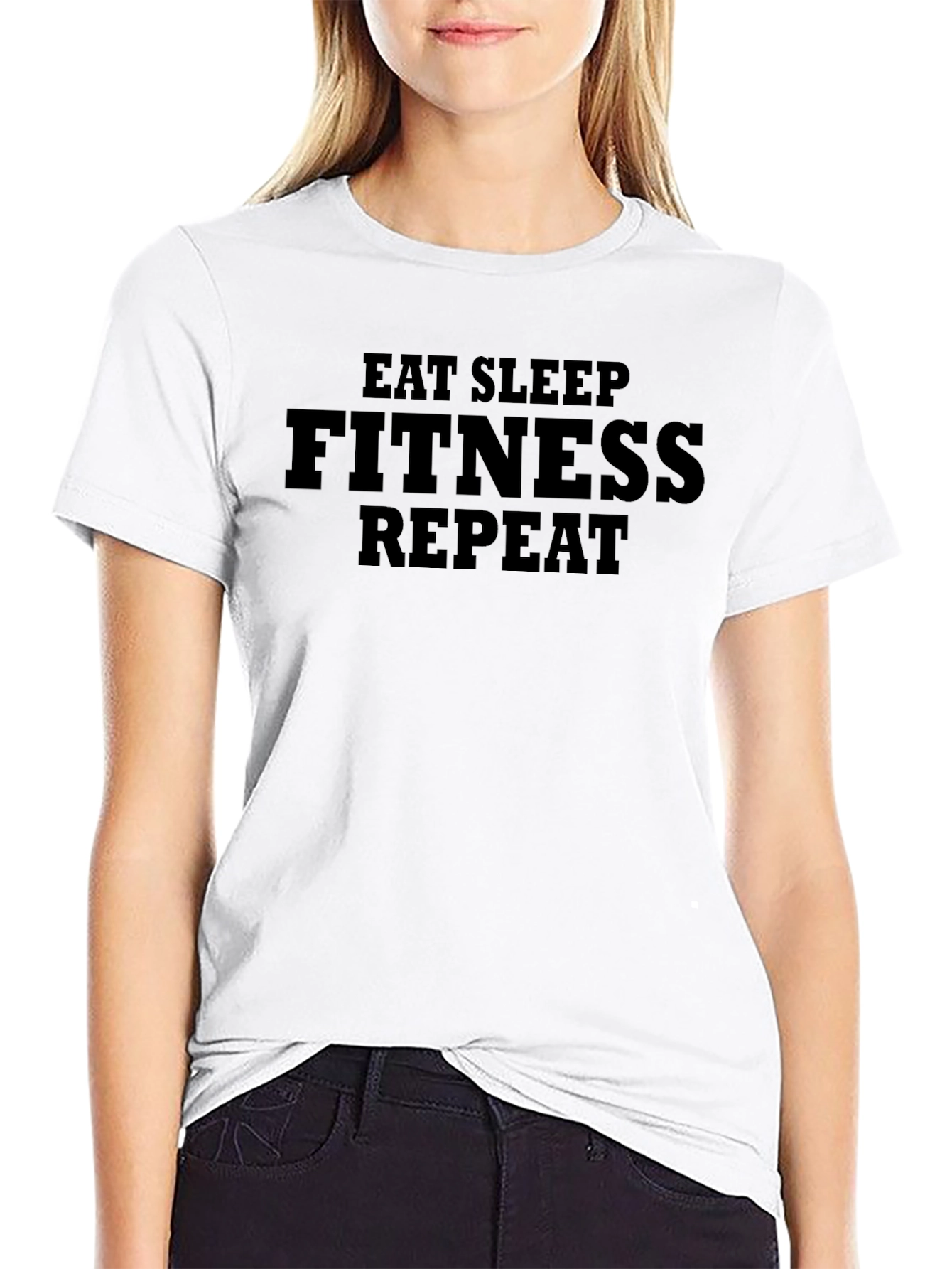 Eat Sleep Fitness Repeat Mens Black T-Shirt
