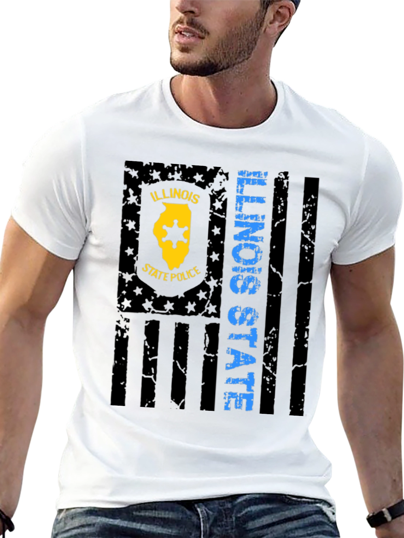 Illinois State Police Flag Graphic T-Shirt