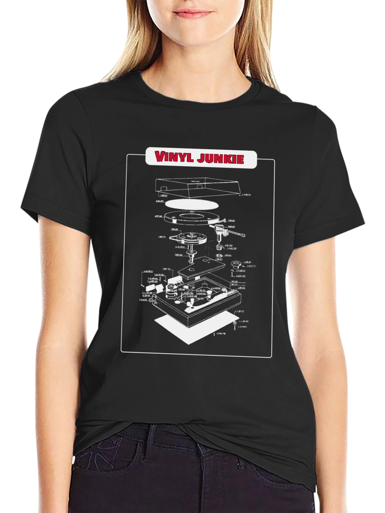 Vinyl Junkie Turntable Schematic T-Shirt