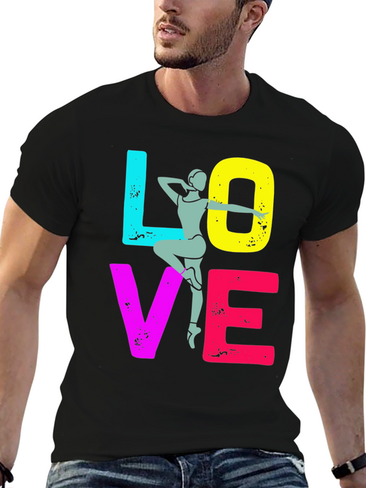 Love Dance T-Shirt: Colorful Ballerina Graphic Tee