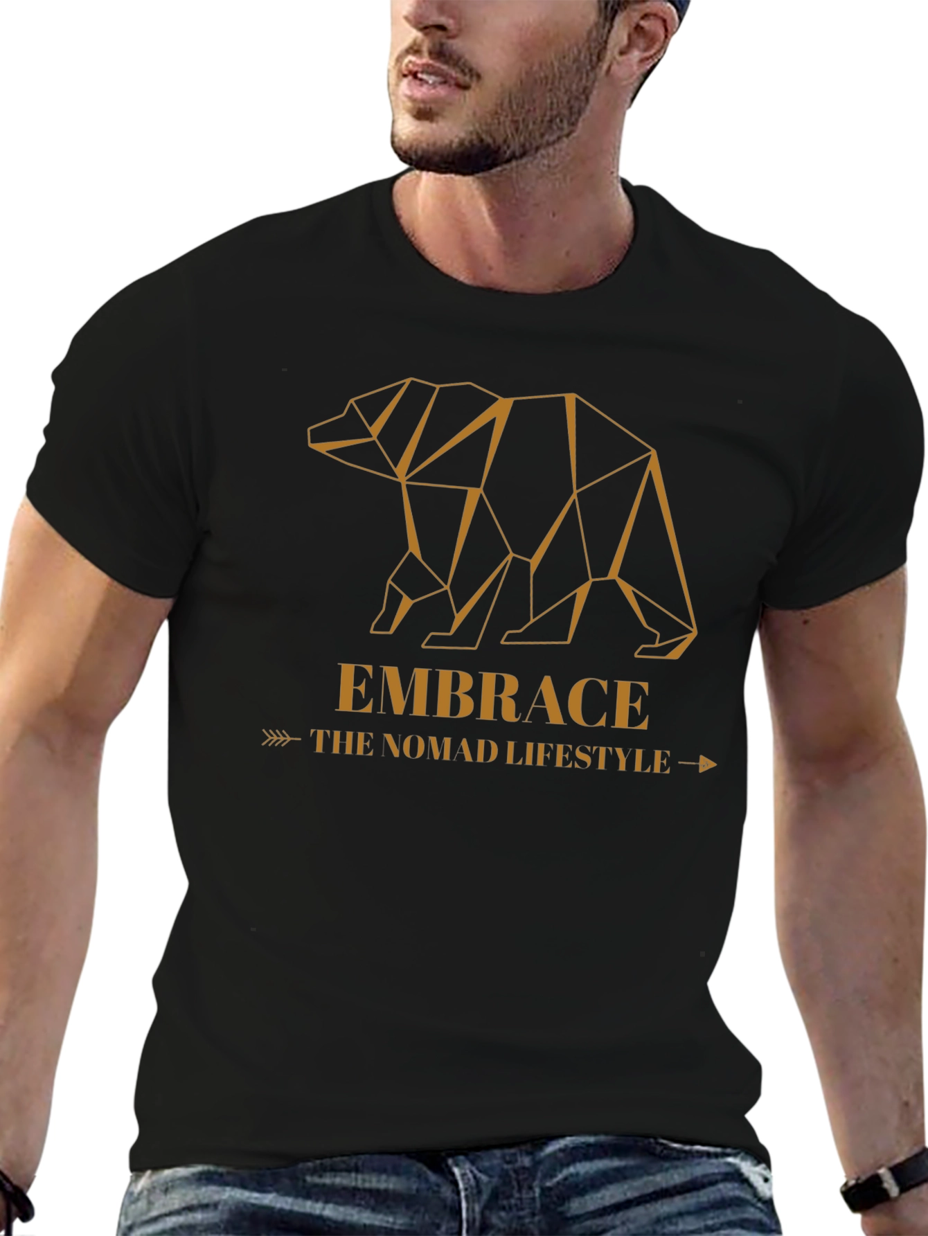 Geometric Bear Graphic Tee - Embrace the Nomad Lifestyle