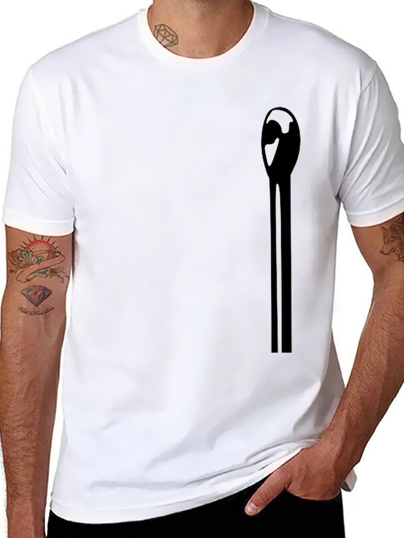 Mens Black Graphic Tee - Abstract Match Design