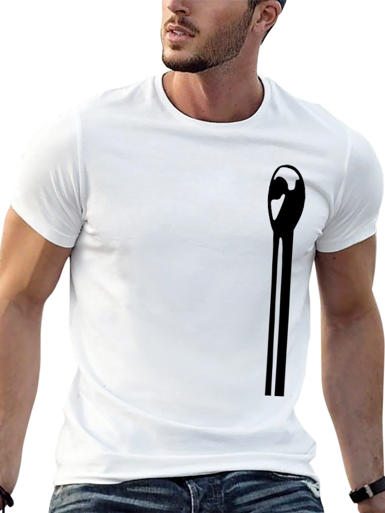 Mens Black Graphic Tee - Abstract Match Design
