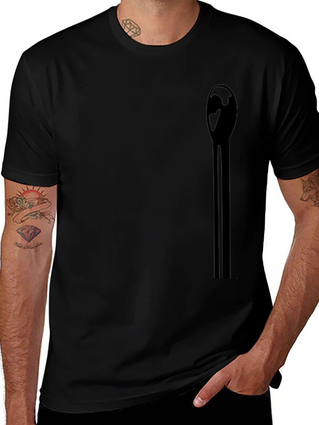 Mens Black Graphic Tee - Abstract Match Design
