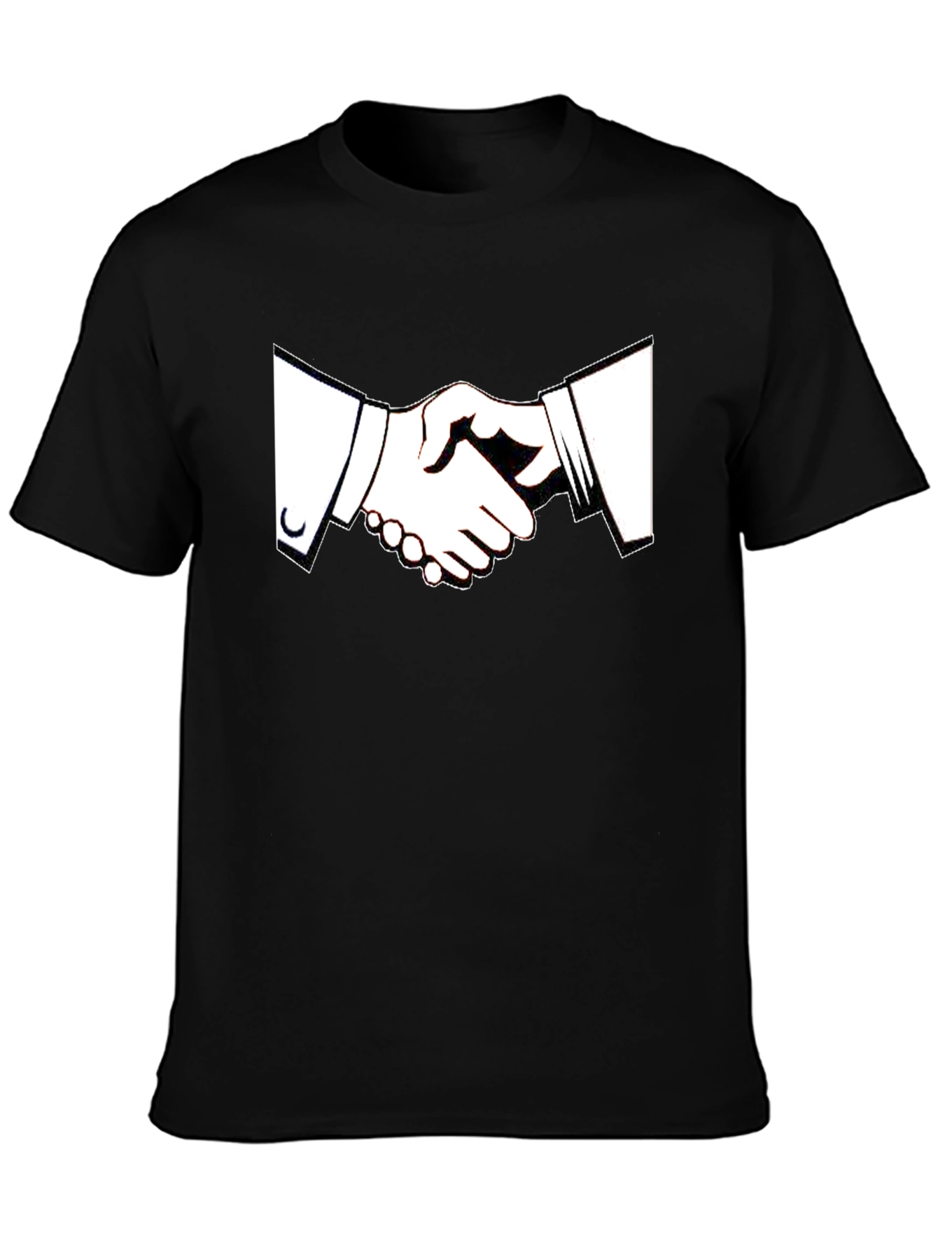 Black T-Shirt with Handshake Graphic