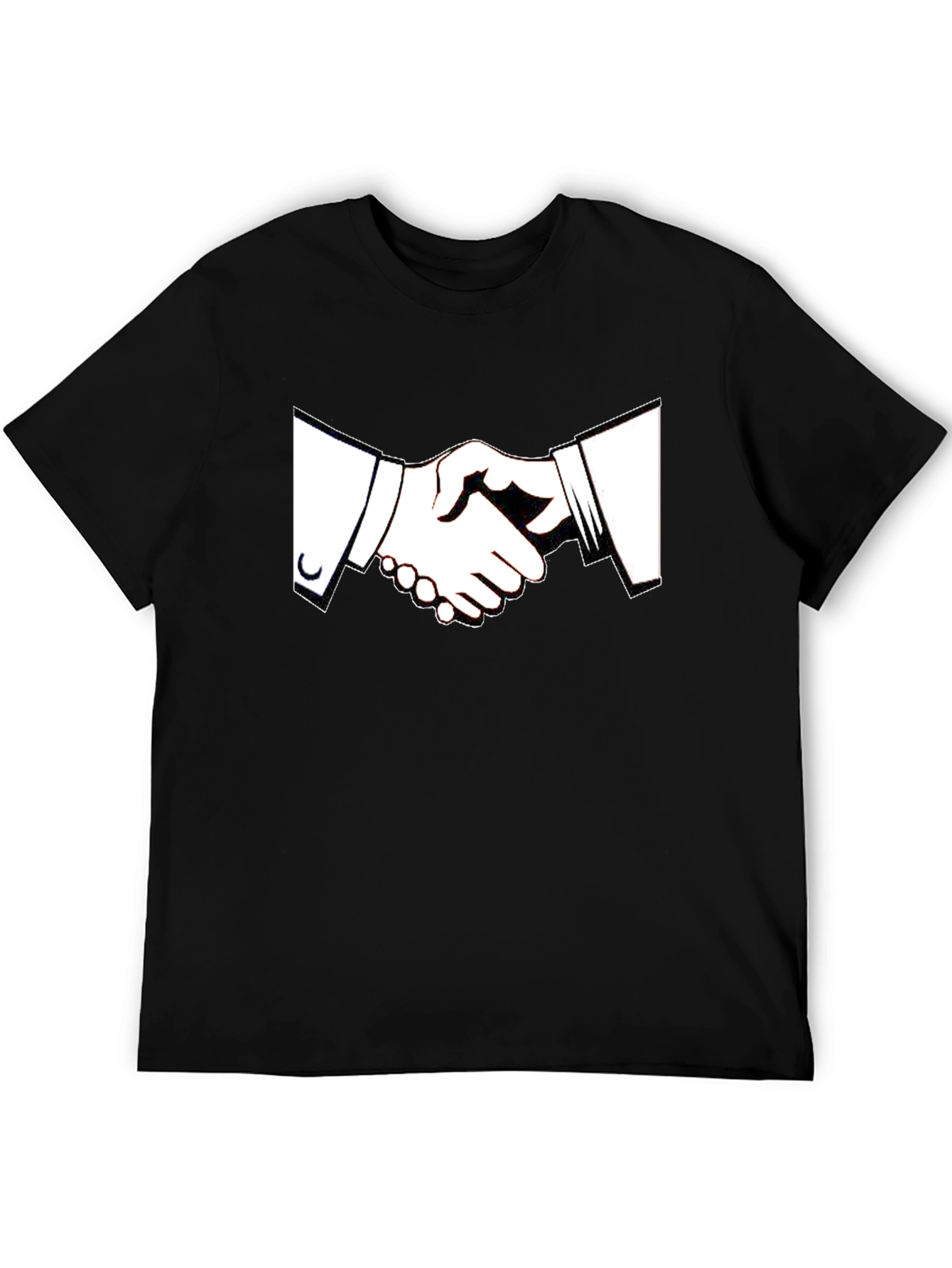 Black T-Shirt with Handshake Graphic