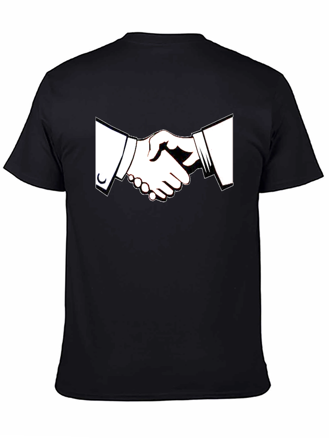 Black T-Shirt with Handshake Graphic