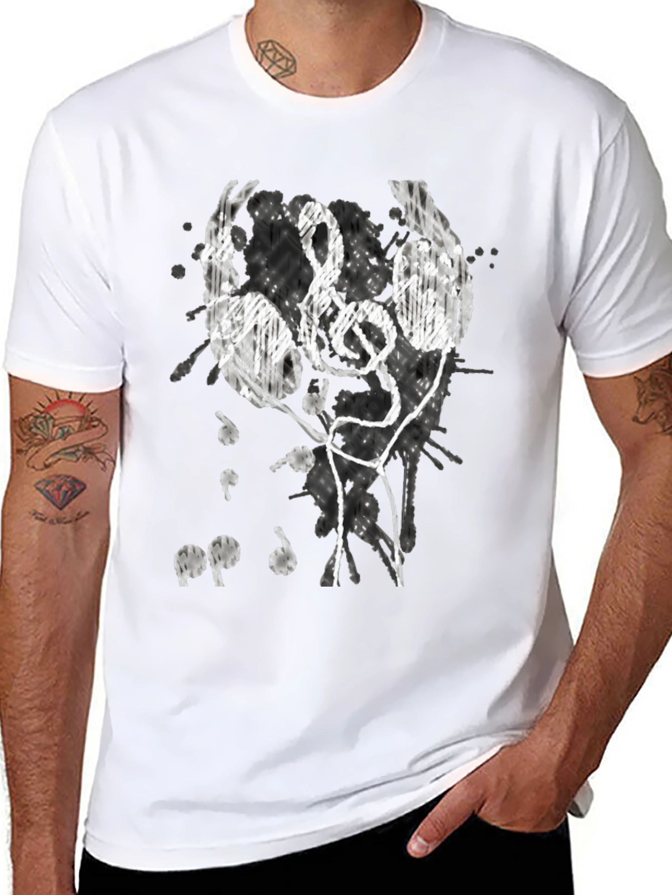 Music Lovers Tee: Headphones & Treble Clef Design