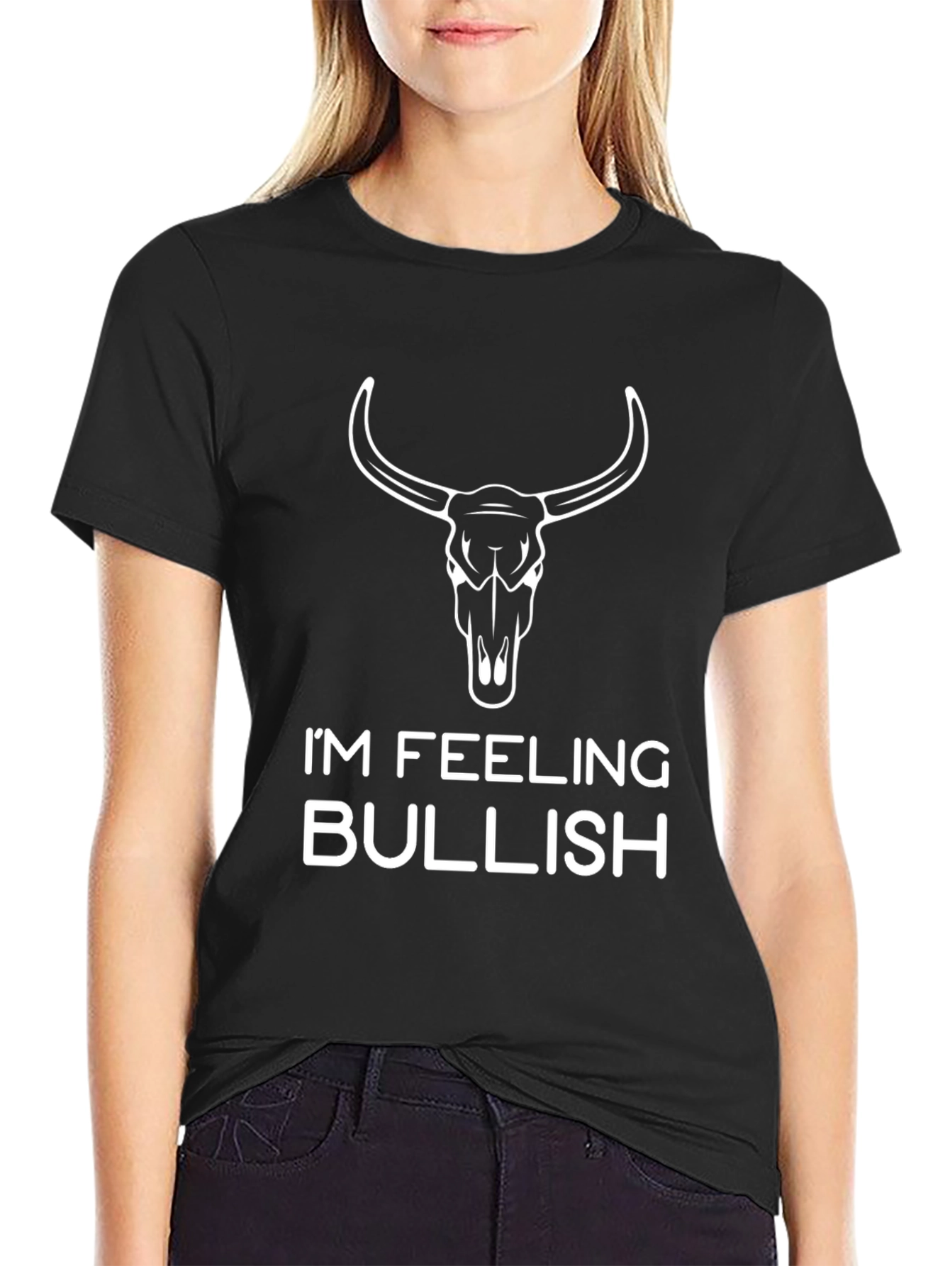 Im Feeling Bullish Graphic Tee - Black Cotton T-Shirt
