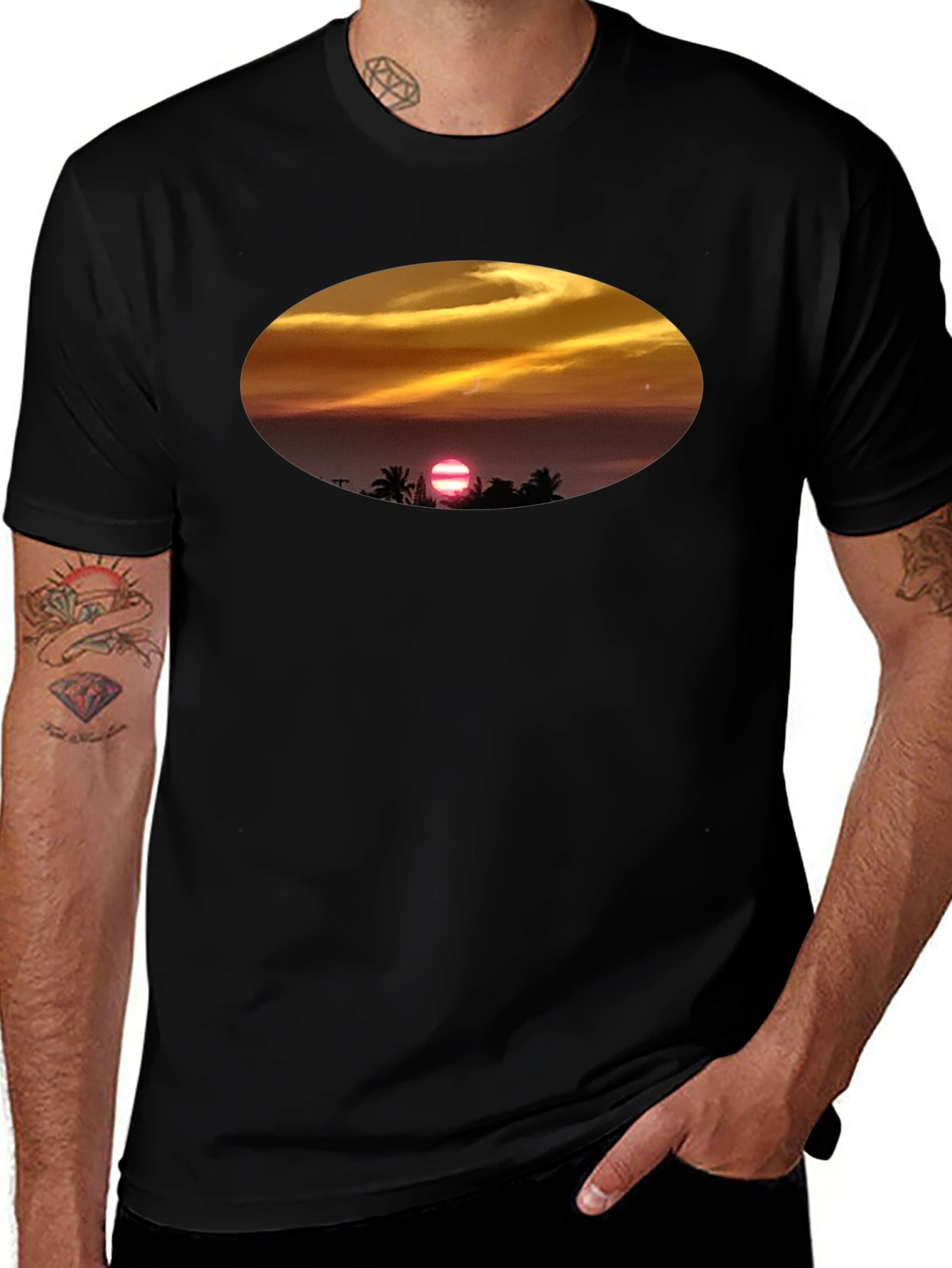 Sunset Beach T-Shirt - Relaxed Fit Black Tee