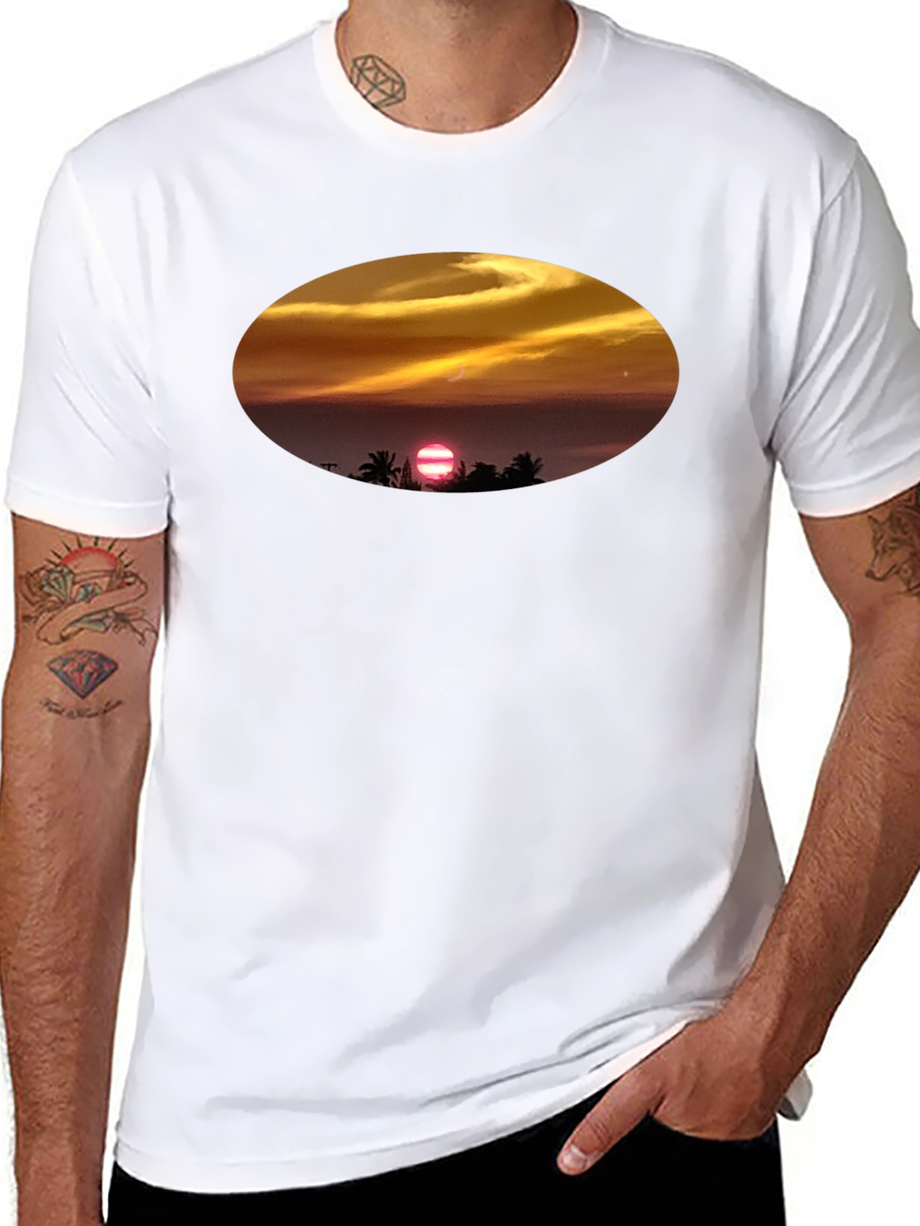 Sunset Beach T-Shirt - Relaxed Fit Black Tee