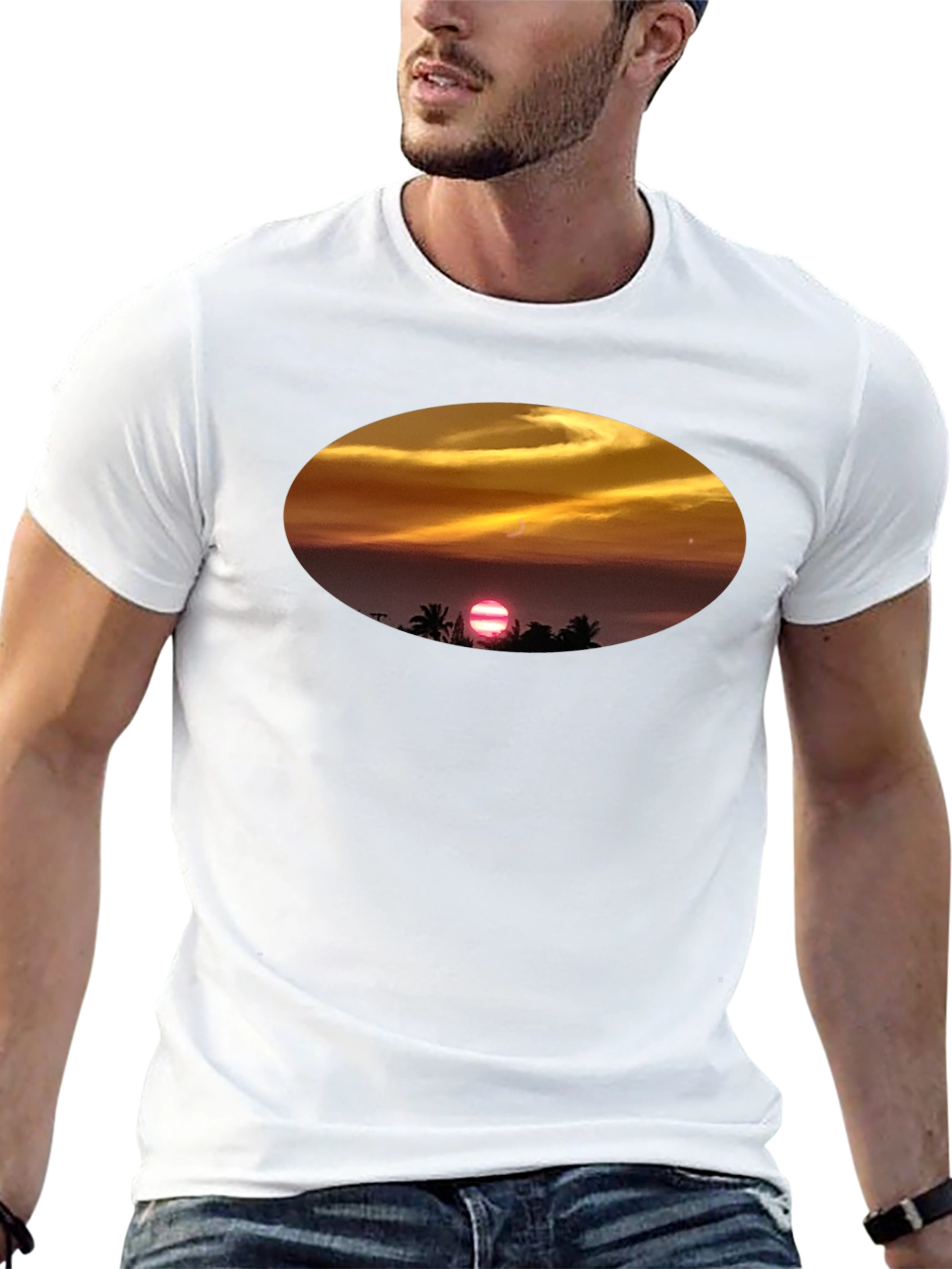 Sunset Beach T-Shirt - Relaxed Fit Black Tee