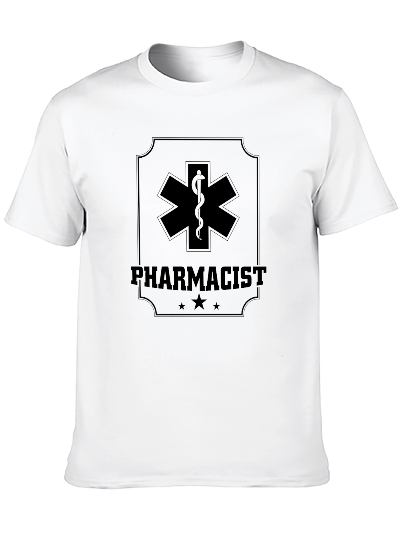 Pharmacist Medical Symbol Graphic Tee - Black Cotton Shirt