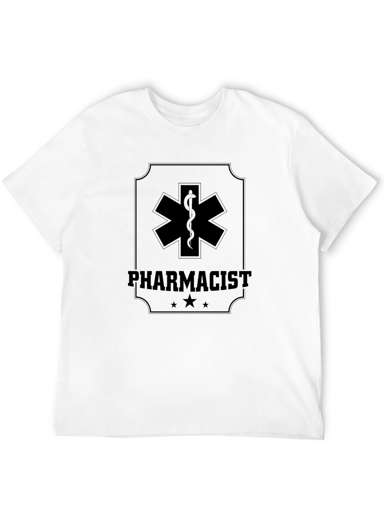 Pharmacist Medical Symbol Graphic Tee - Black Cotton Shirt