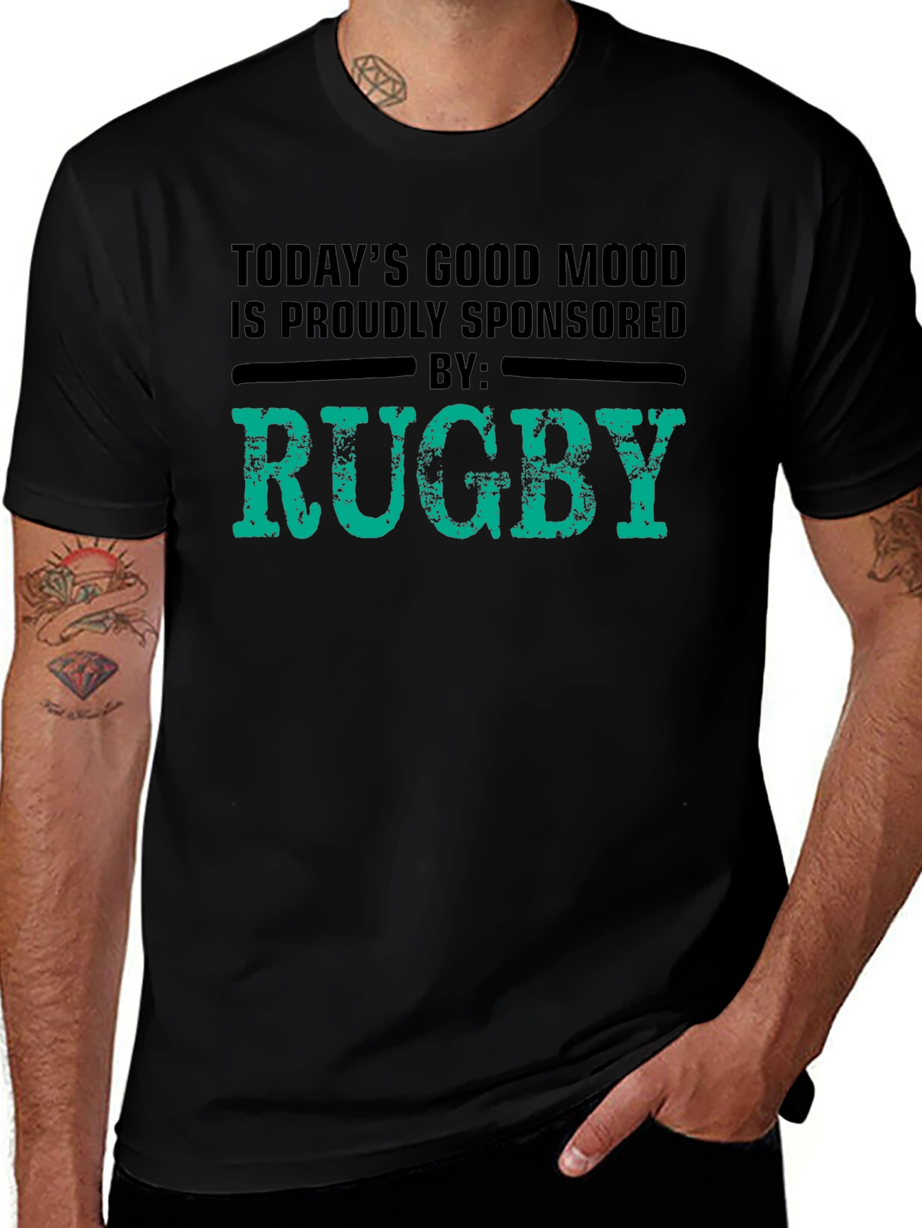 Rugby Sponsored Good Mood Black T-Shirt