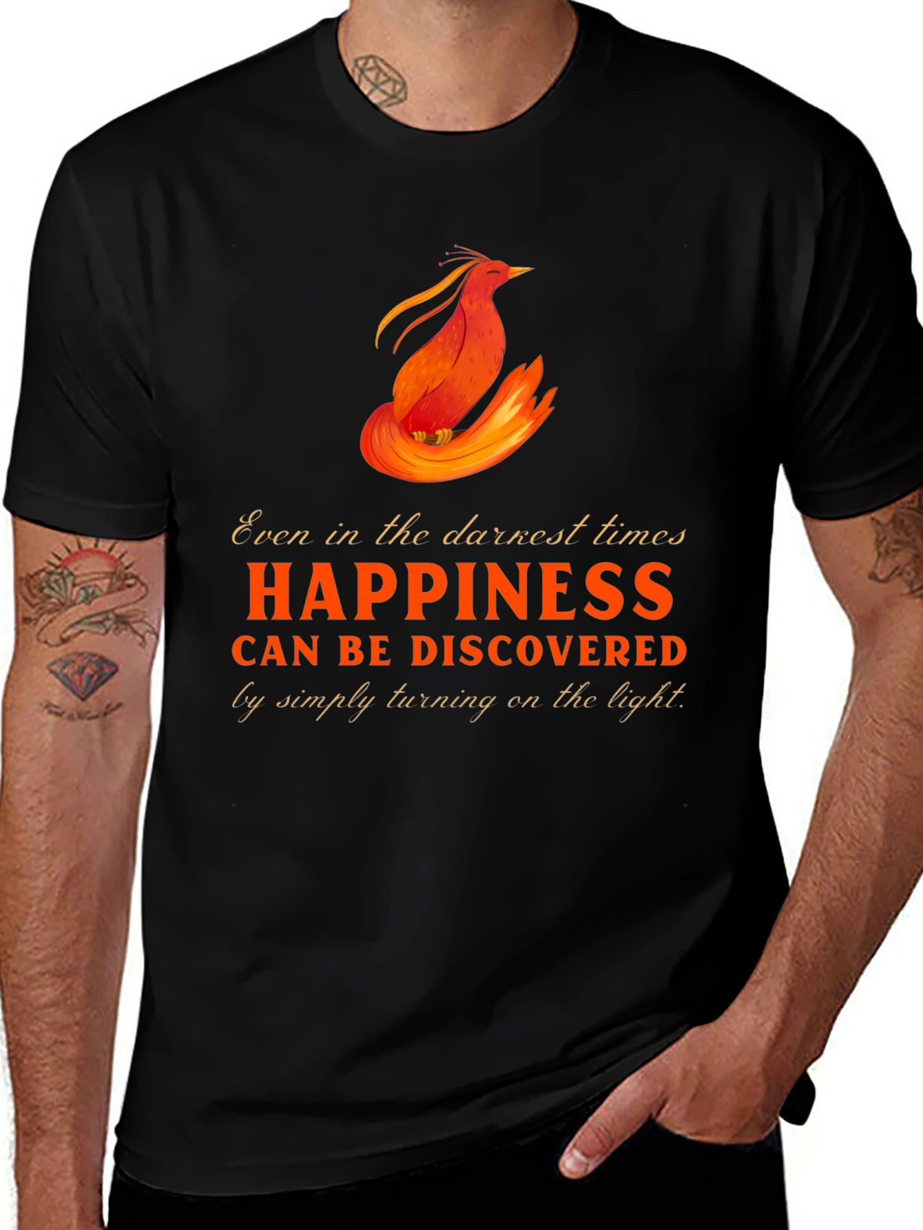 Phoenix Happiness Graphic T-Shirt - Inspirational Design