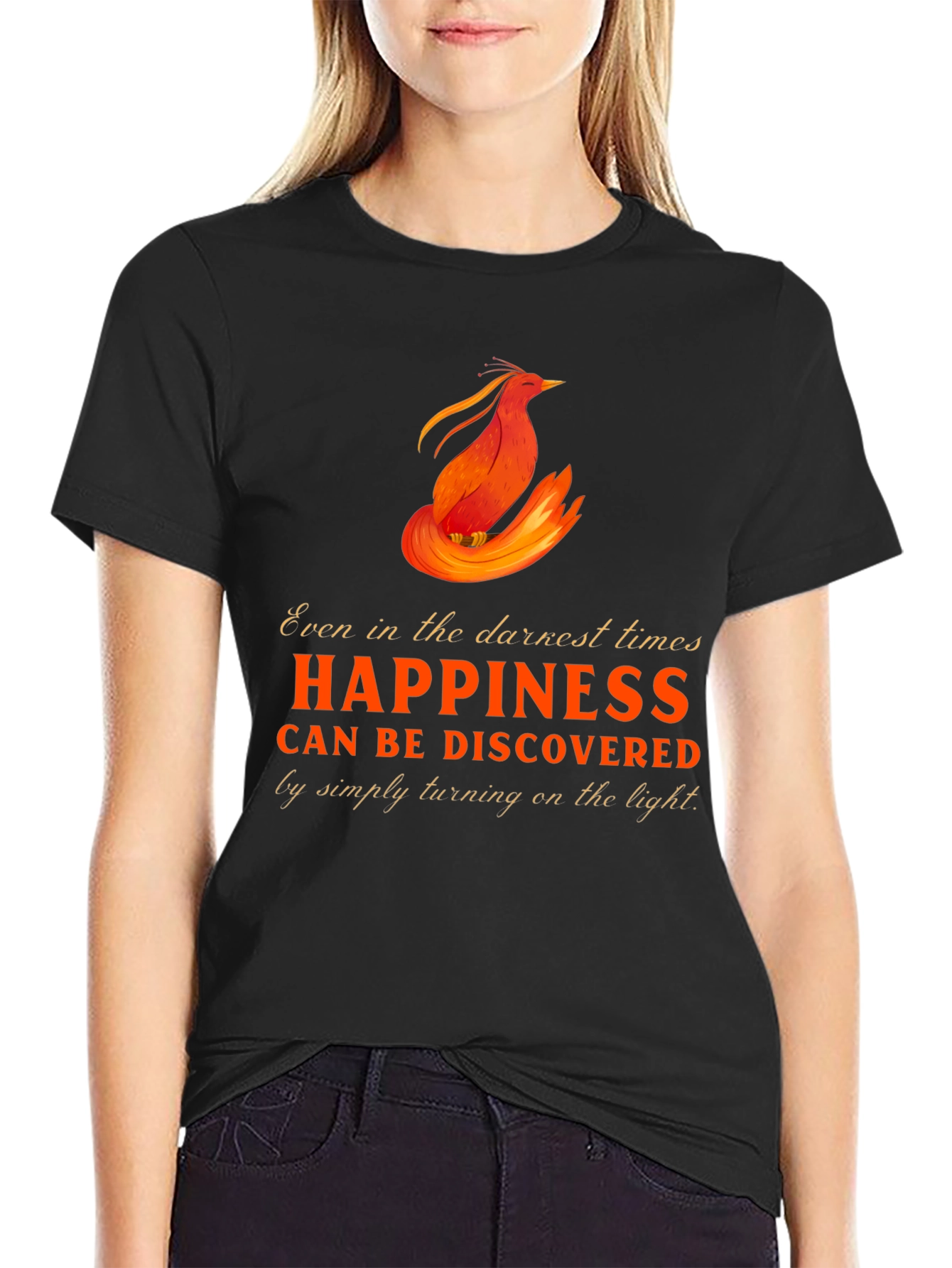 Phoenix Happiness Graphic T-Shirt - Inspirational Design
