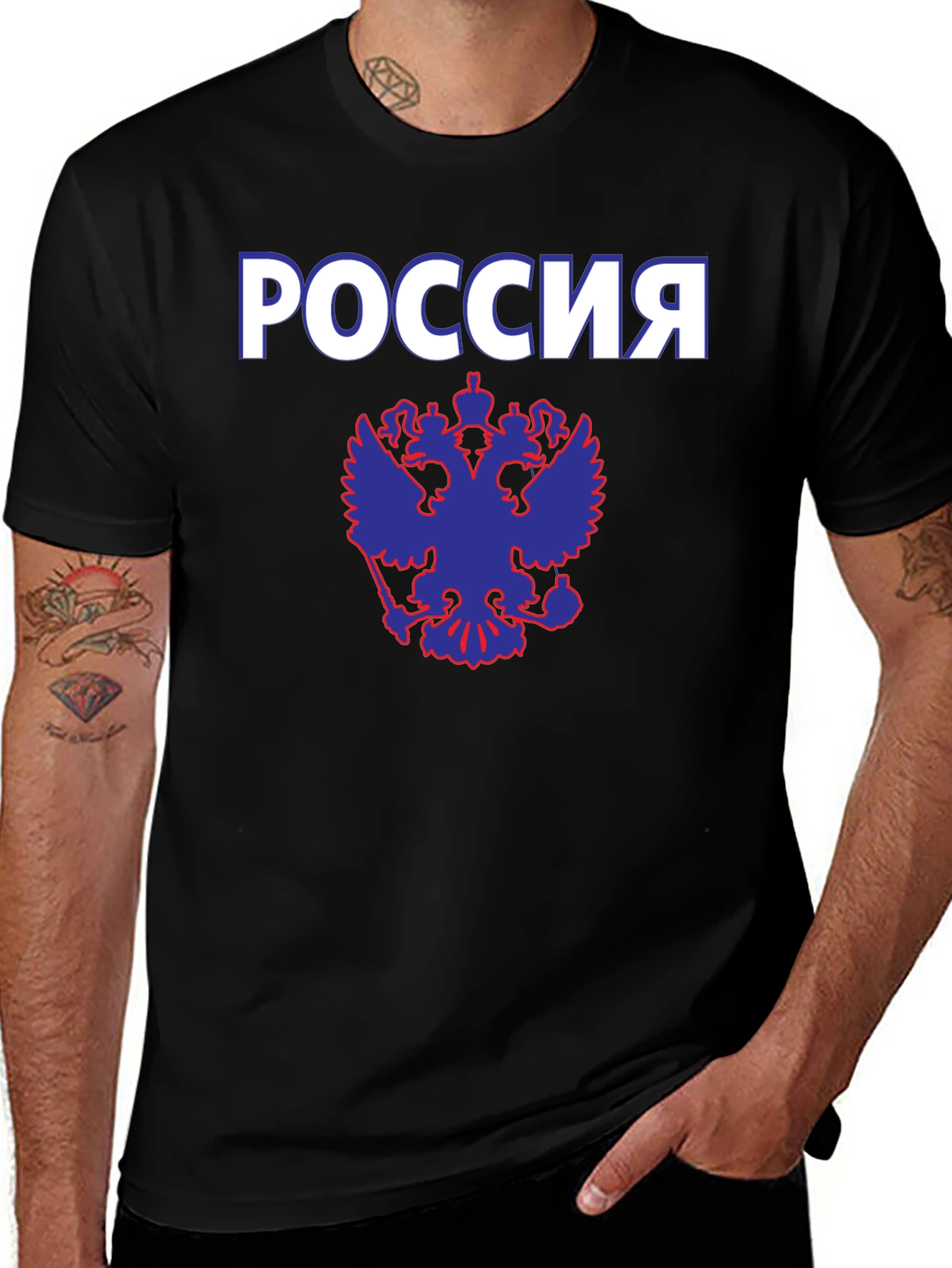 Russia T-Shirt with Eagle Emblem - Black