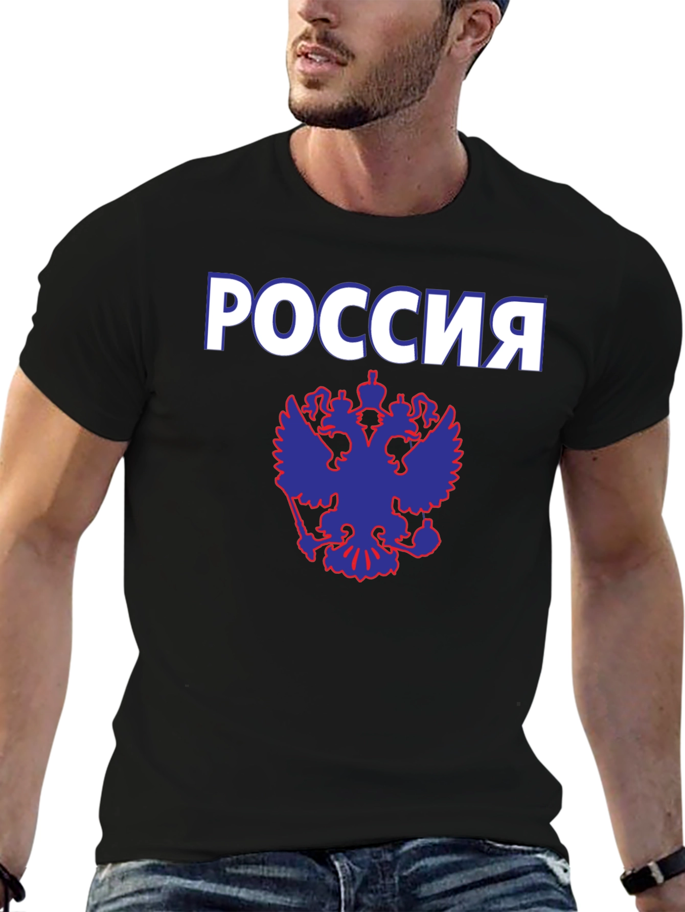 Russia T-Shirt with Eagle Emblem - Black