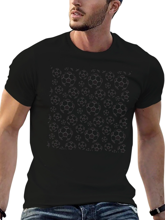 Black Soccer Ball Pattern T-Shirt